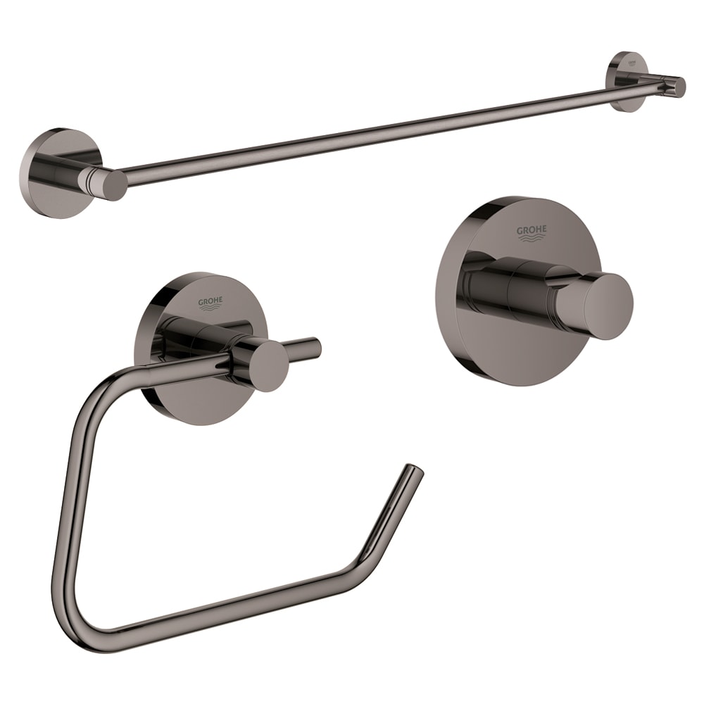Voorzitter Portiek acre GROHE 3-Piece Essentials Hard Graphite Decorative Bathroom Hardware Set  with Towel Bar,Toilet Paper Holder and Robe Hook in the Decorative Bathroom  Hardware Sets department at Lowes.com