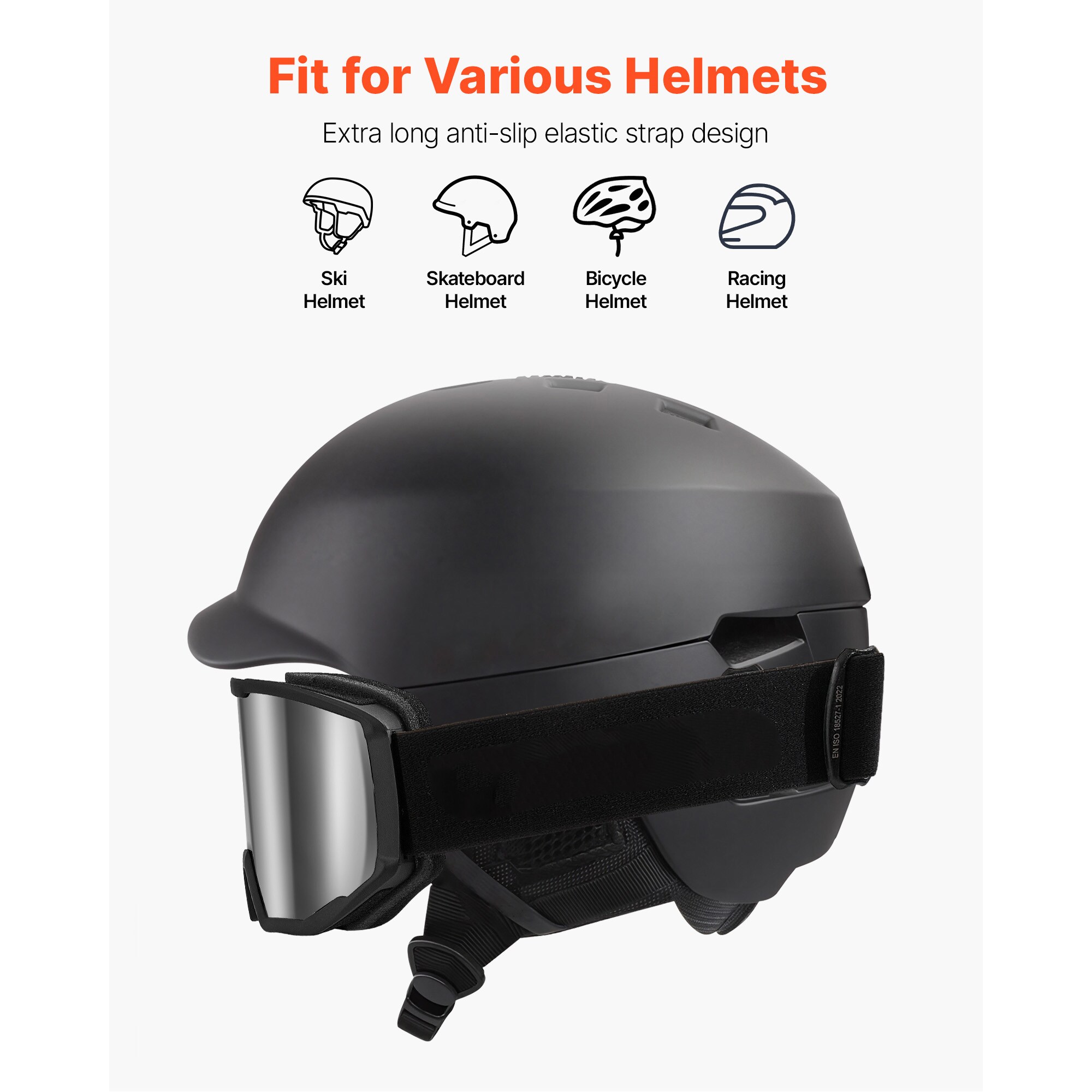 VEVOR Ski Goggles Cylindrical Lens with Silver Mirror Revo Coating