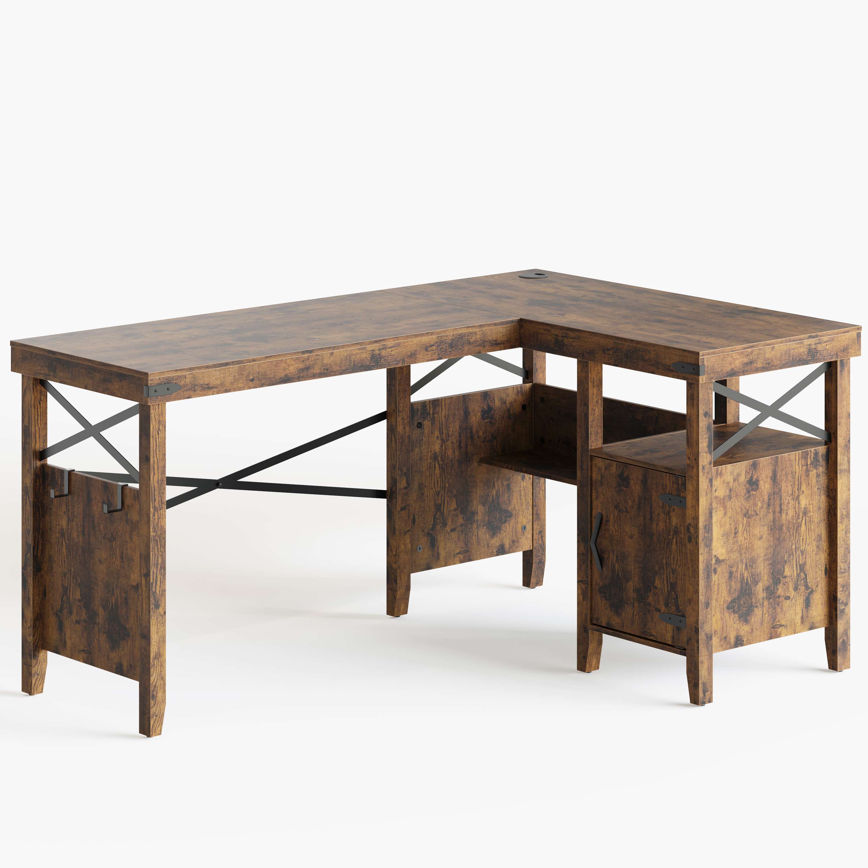 Bestier LOW-H1005153-RST 60.04-in W 1-Door Brown Computer Desk