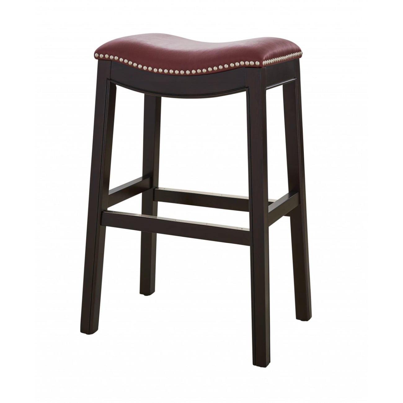 HomeRoots 4000384141 Espresso 31-in H Bar height Saddle Seat Wood Backless Bar Stool