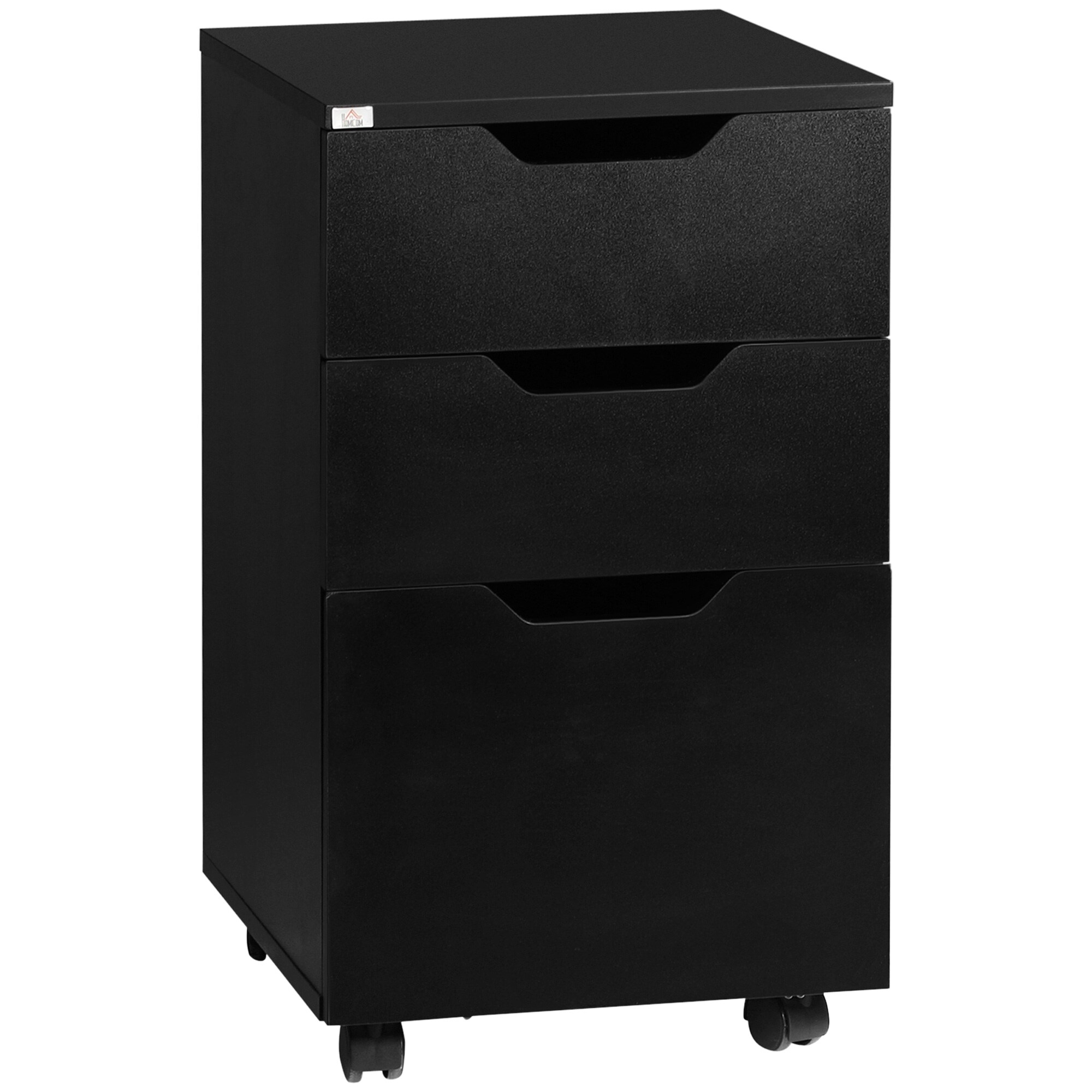 HomCom 913-018V03BK 3 Drawer Mobile File Cabinet Rolling Printer Stand Vertical Filing Cabinet Black