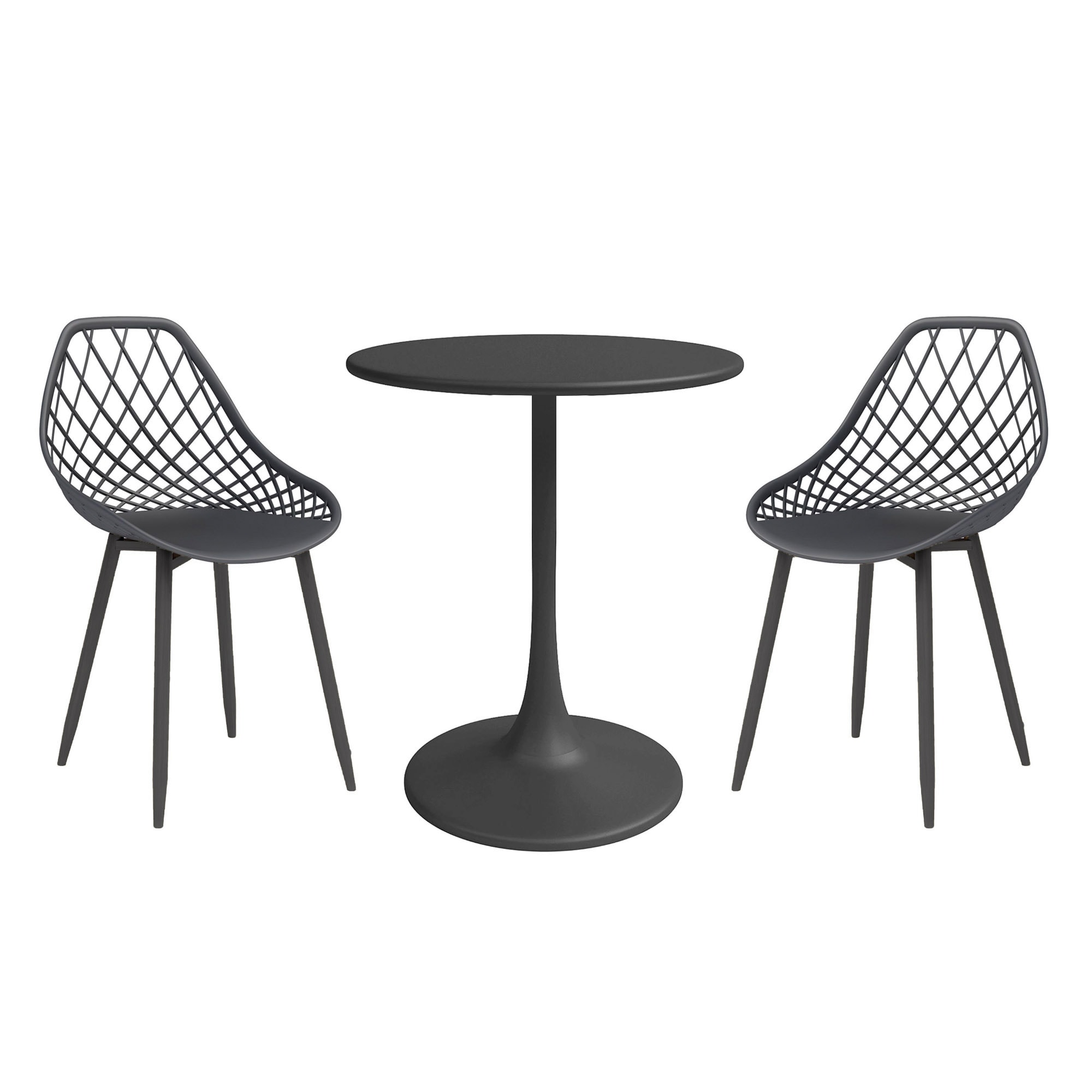 Jamesdar JSET220-BKBK Kurv Black Transitional Dining Room Set with Round Table ( Seats 2 )
