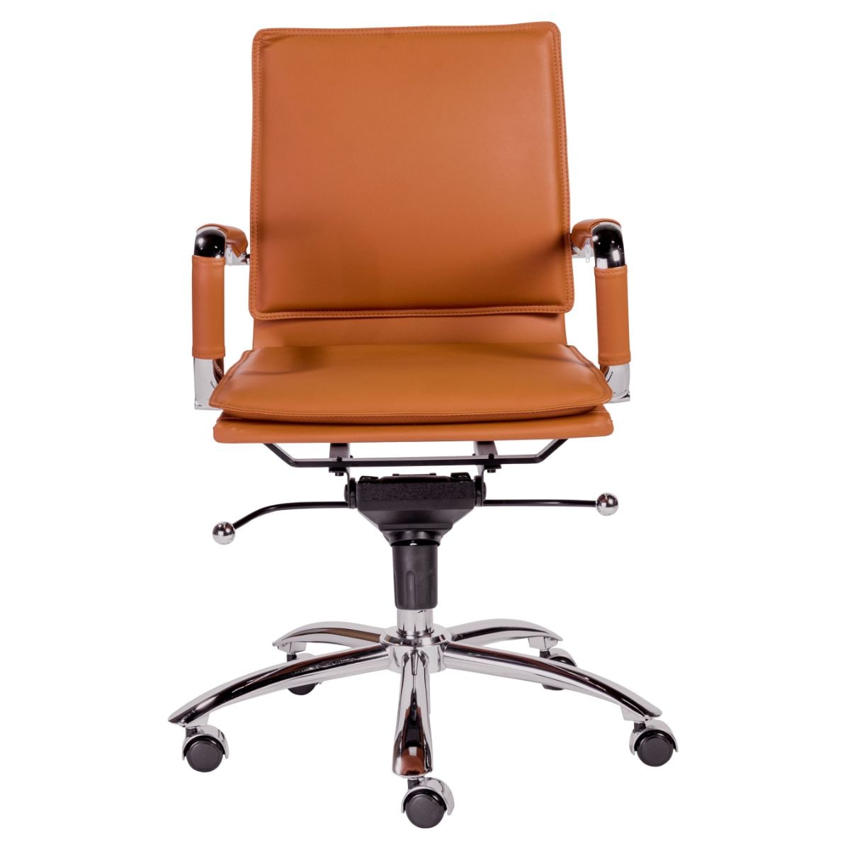 HomeRoots 370558 Amelia Brown Contemporary Adjustable Height Swivel Faux Leather Task Chair
