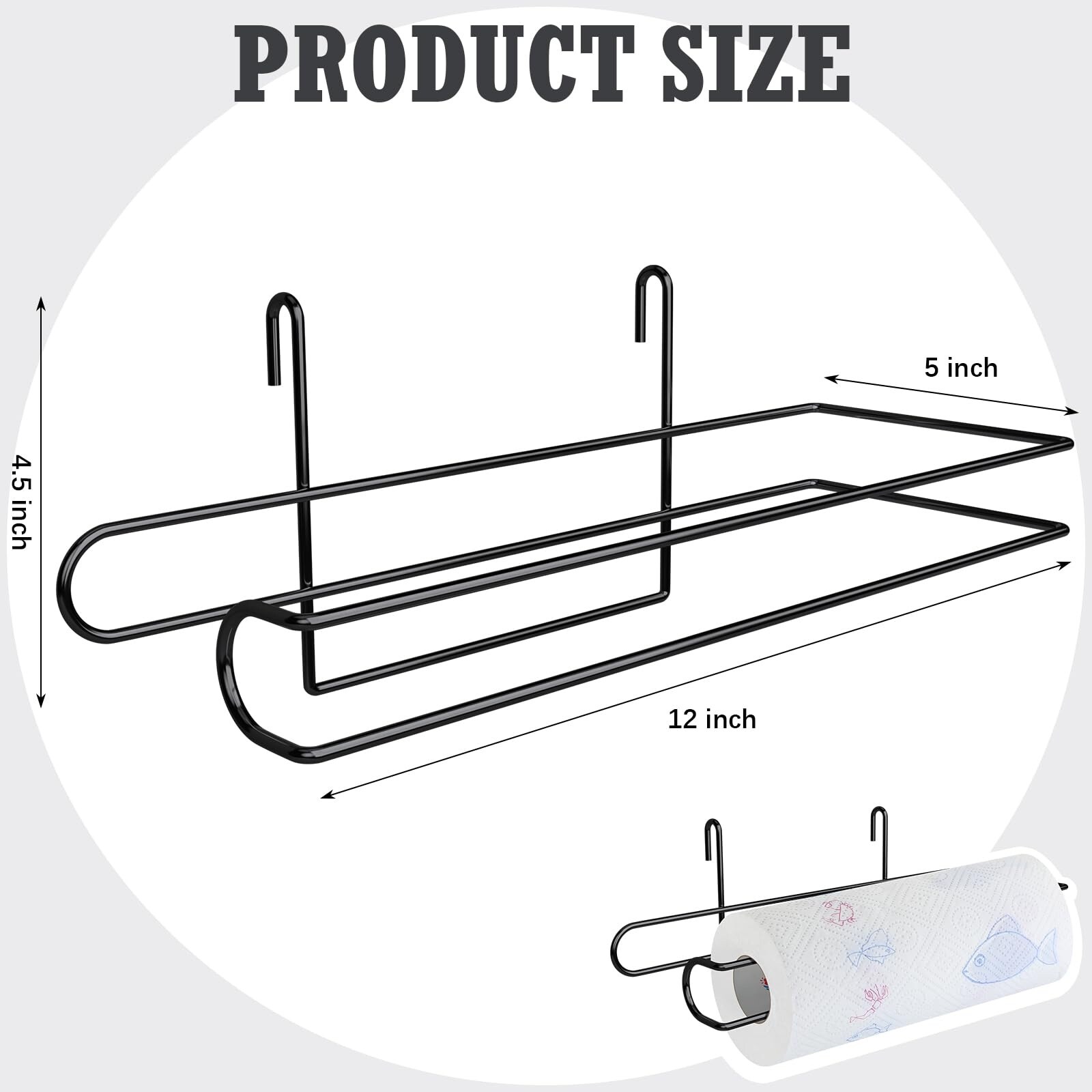Etokfoks hanging paper towel holder for wire shelving black steel shelf ...
