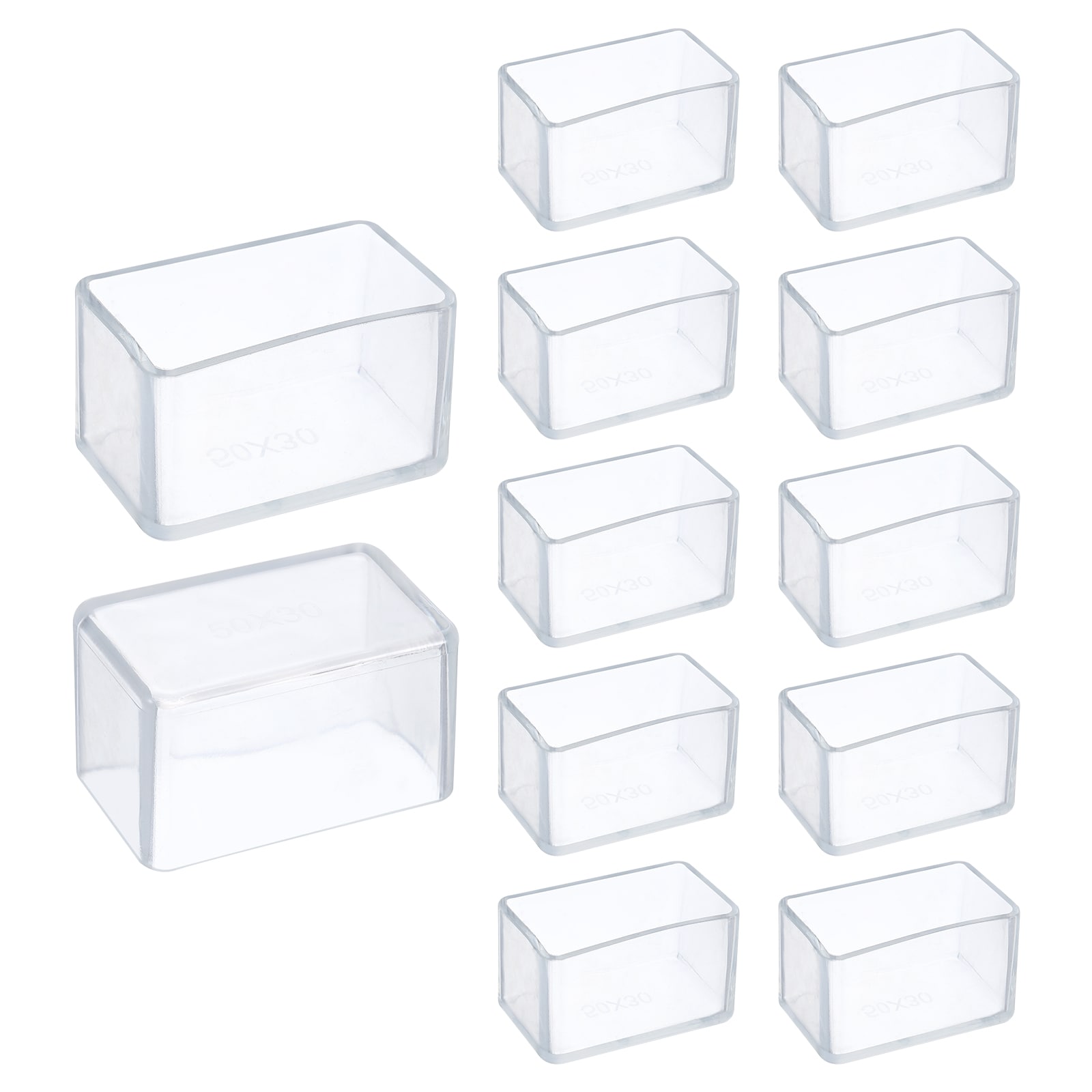 Unique Bargains 12pcs Silicone Chair Leg Floor Protectors 1.2 x 2inch Non-Slip Chair Leg Caps Covers Rectangle Furniture Leg Protectors for Hardwood Floors Reduce Noise and Scratches Clear