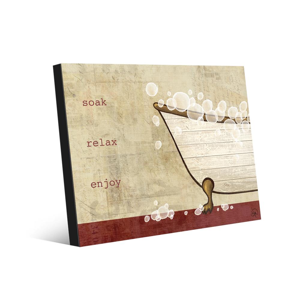 Creative Gallery BAT000184MTL11X14FM Vintage Bathtub In Red 14-in H x 11-in W Bath Metal Print