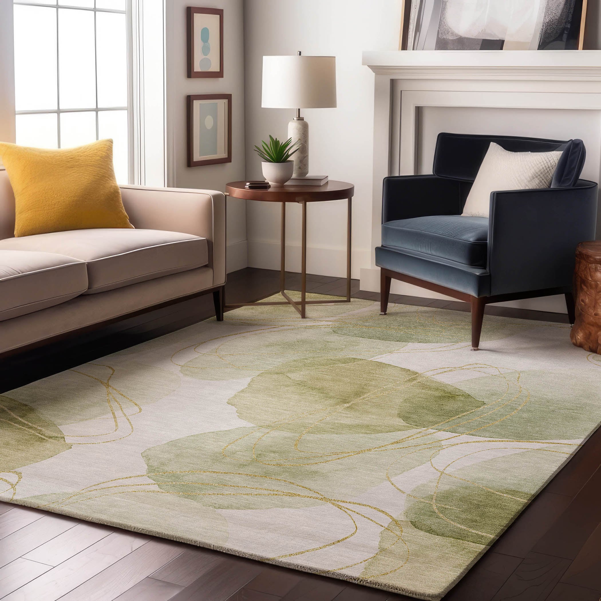 Addison Rugs AMF531KH5X8 Mayfield AMF531KH 5 x 7 (ft) Loomed Polyester Khaki Rectangular Indoor Geometric Machine washable Area rug