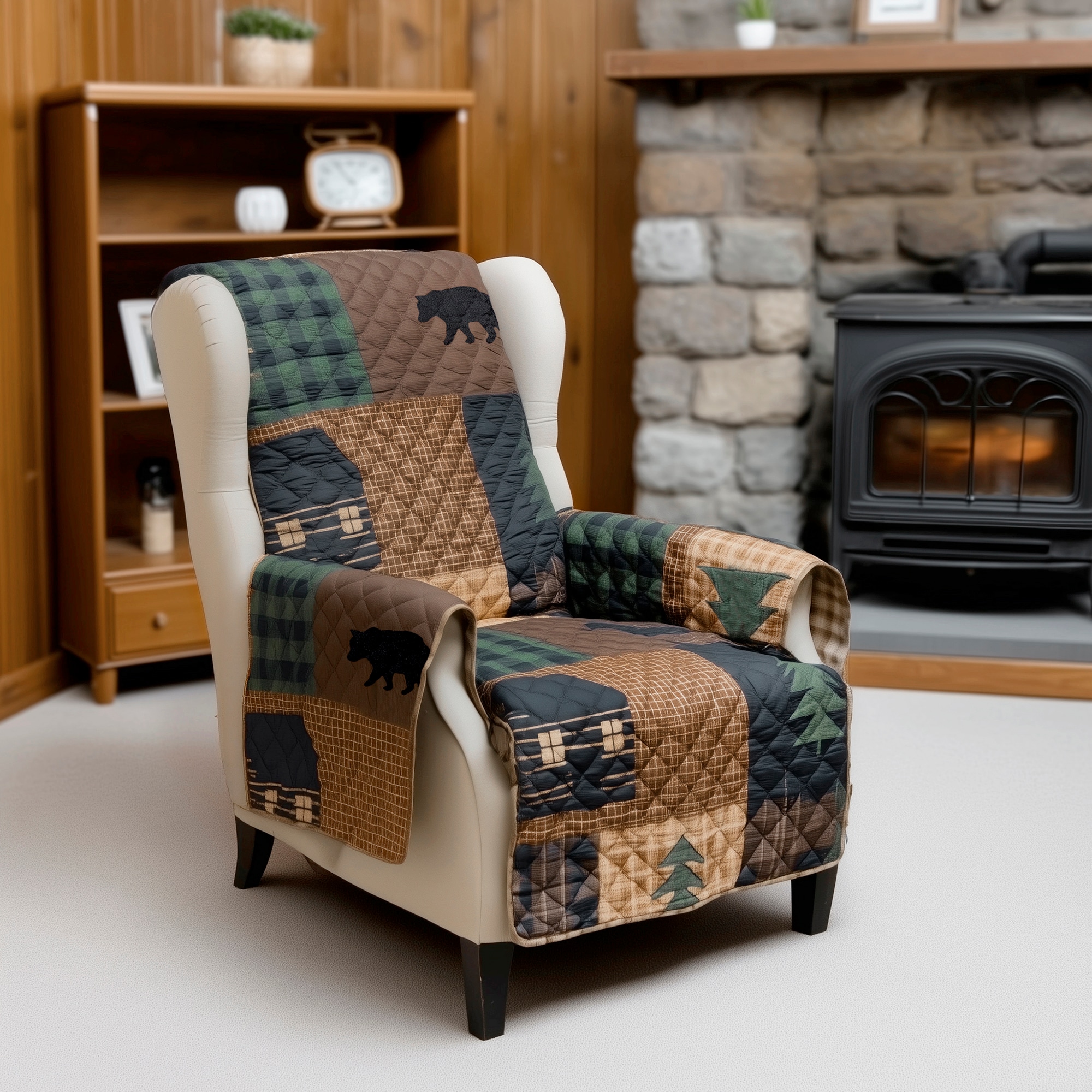 Donna Sharp - Brown Bear Cabin Chair Slipcover 76-in W x 23-in H x 72-in D