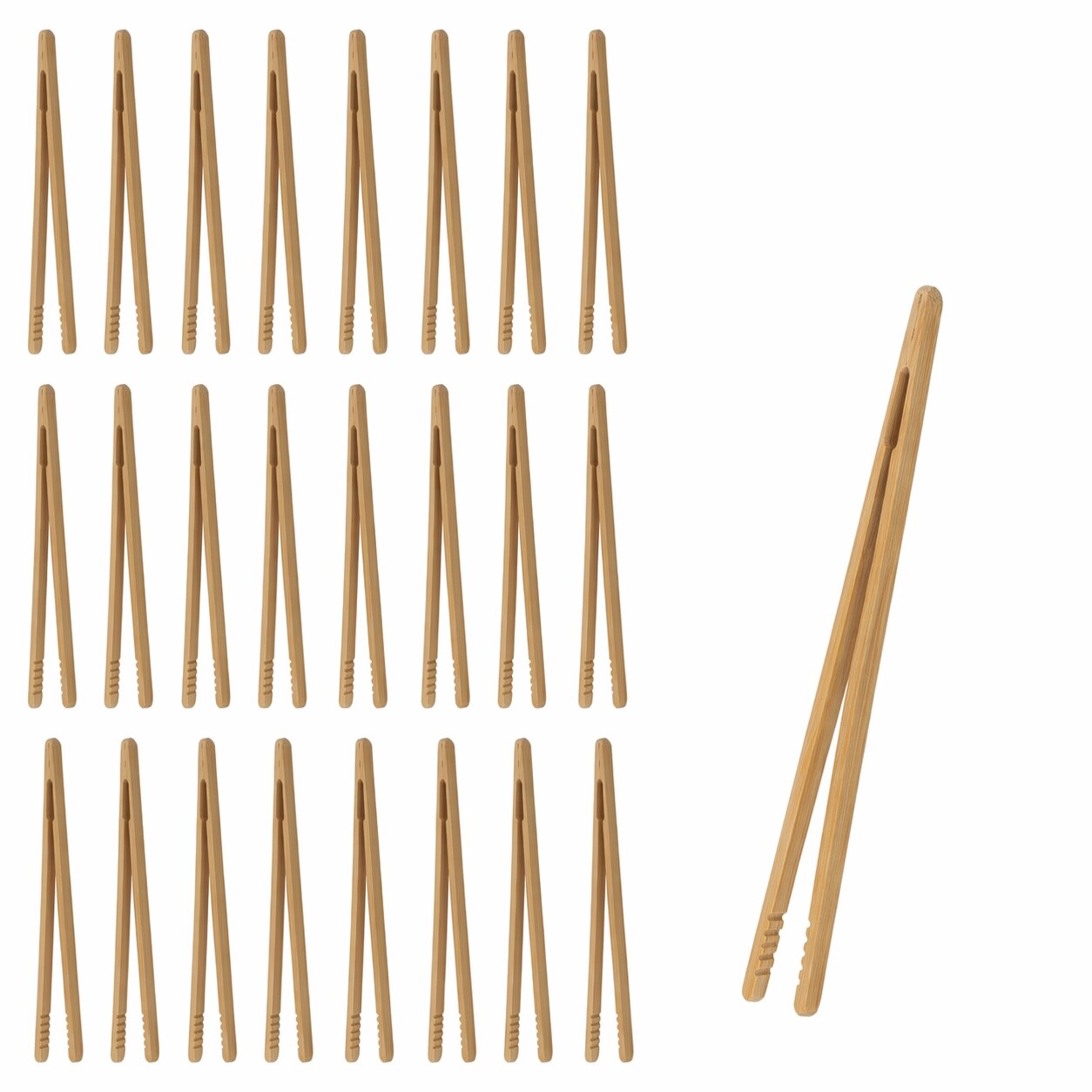 Aoibox  Bamboo Serving Tongs 7 Inch 24 Pack Reusable Wooden Tongs for Charcuterie Cheese Pickle Fruit Salad