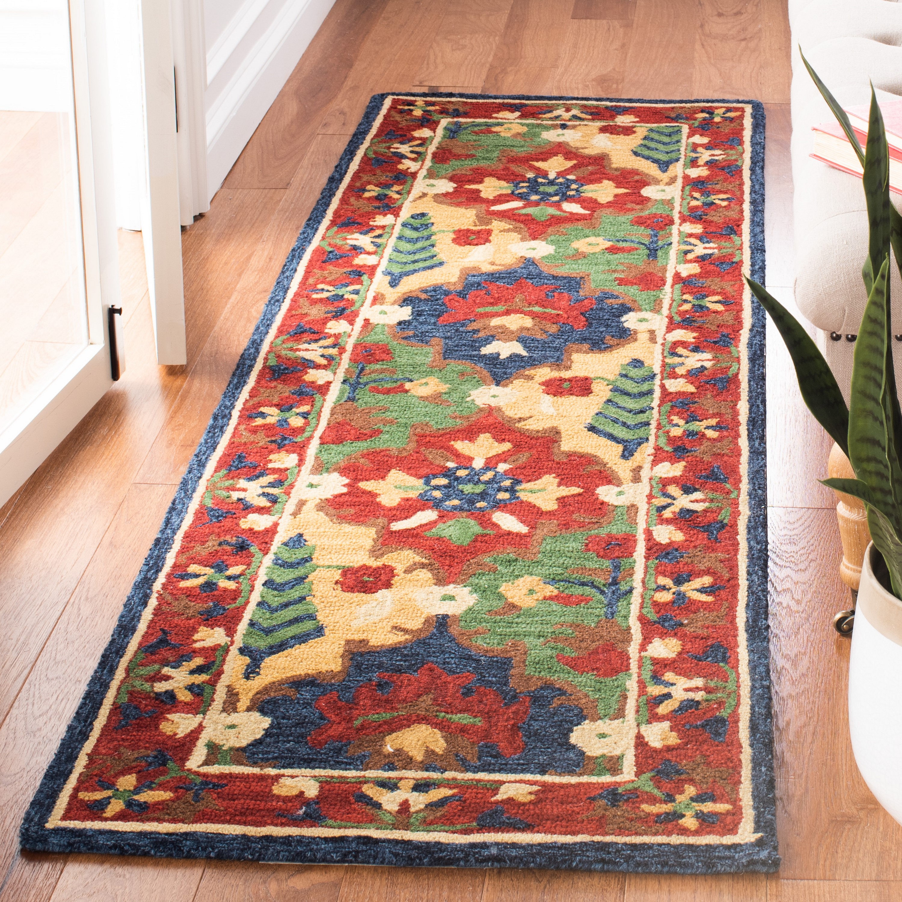 Heritage Red and Green Hand-Tufted Wool Runner Rug