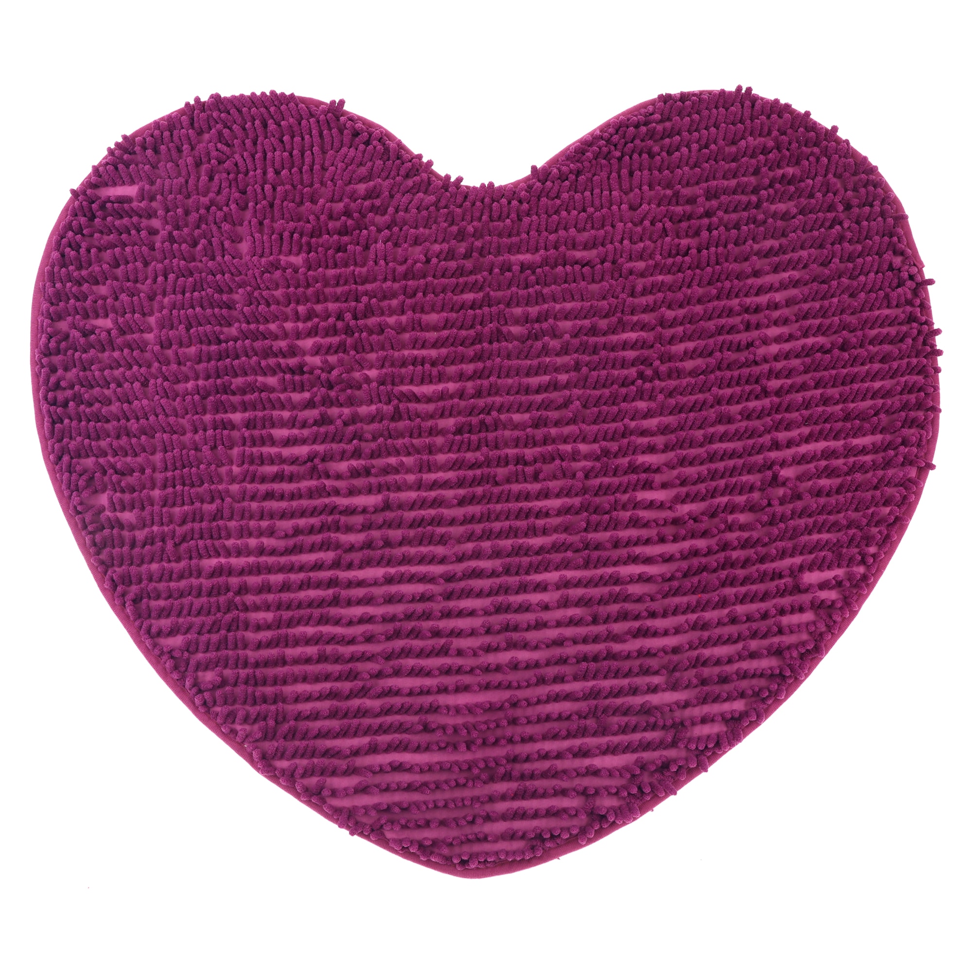 Unique Bargains Heart Shaped Chenille Bath Rugs Soft Absorbent Shaggy Bath Mats Non-Slip Washable Plush Bath Carpet for Shower Bedroom Bathtub 20 x 24inch Dark Purple