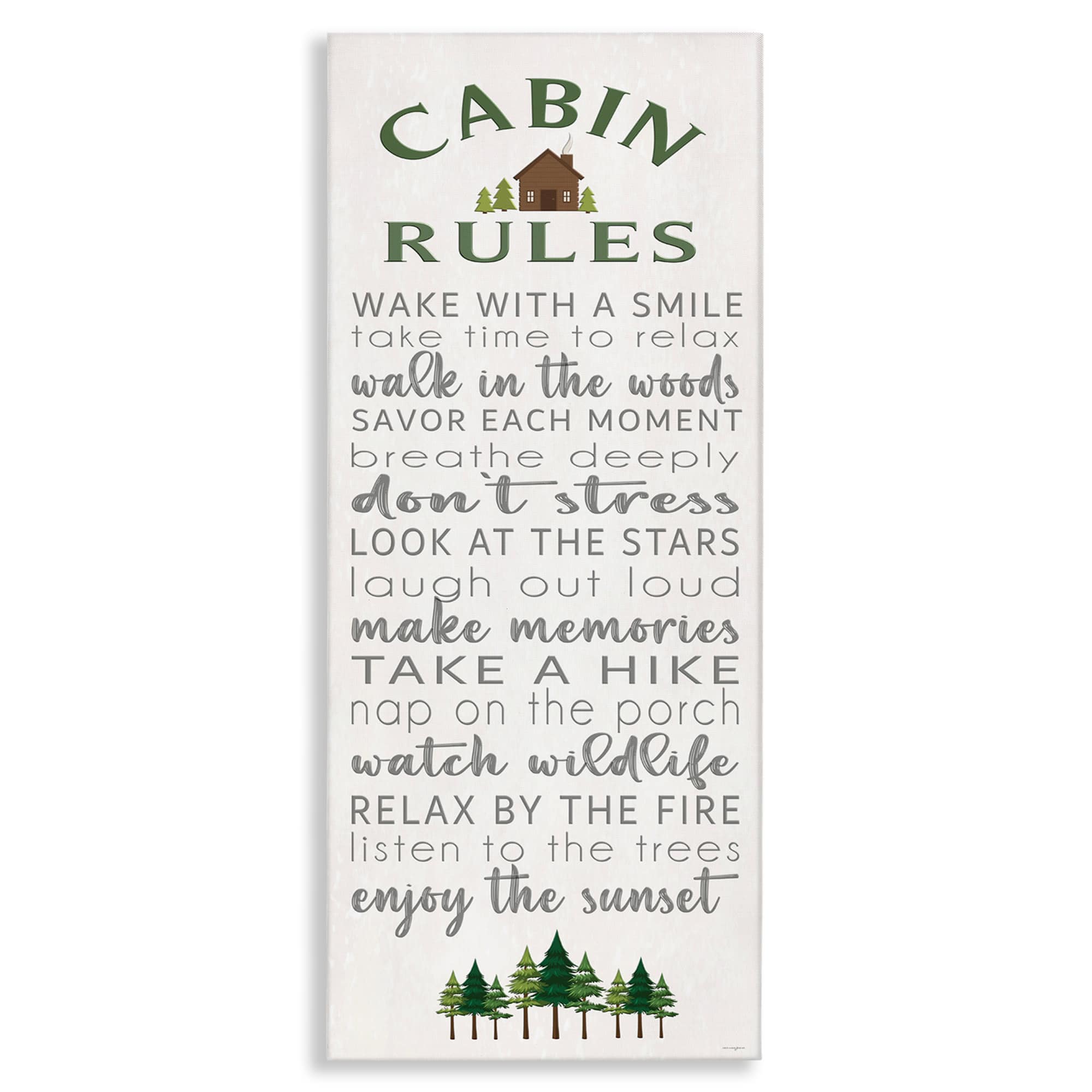 Stupell Industries BT-584-CN-13X30 Fun Rustic Cabin Rules Canvas design by Seven Trees Design