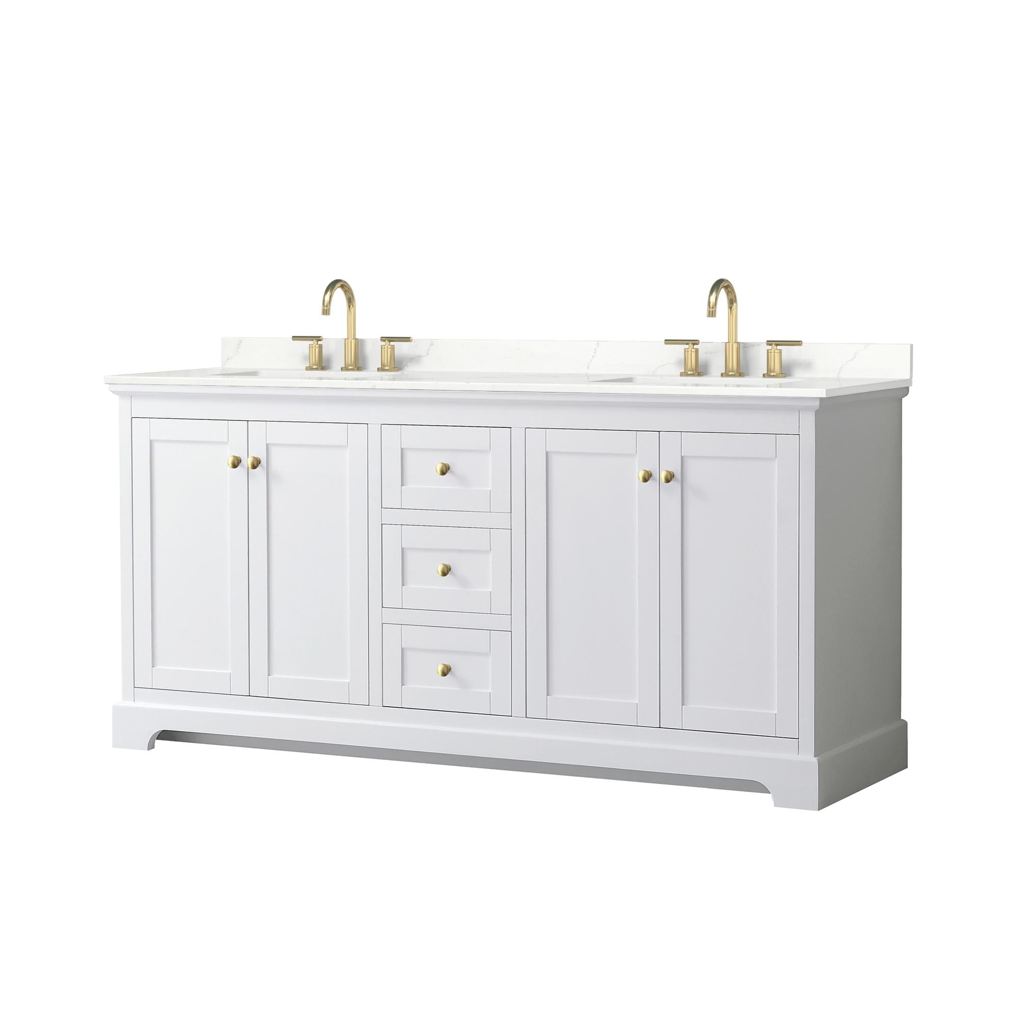 Wyndham Collection WCV232372DWGGTUS3MXX Avery 72-in White Undermount Double Sink Bathroom Vanity with Giotto Quartz Top