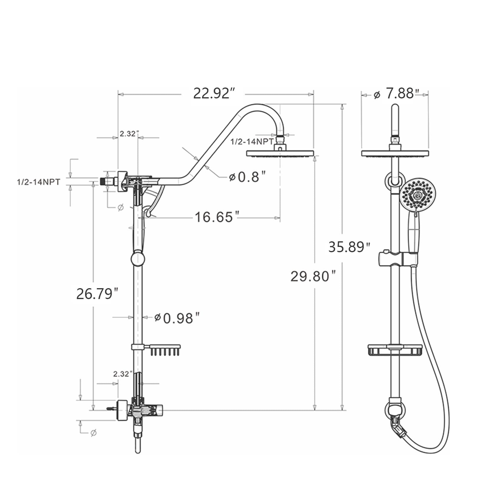 UCLIMAA UCAE103ORB Showerhead-Bar-Panels - View #3