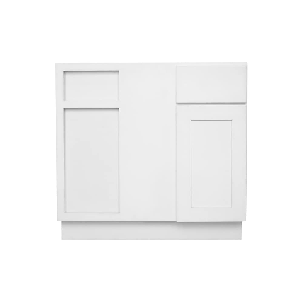 RELIABILT LS-SW-SCB36R Fairplay 36-in W x 34.5-in H x 24-in D White Blind Corner base Ready to assemble Plywood Cabinet (Recessed Panel Shaker)