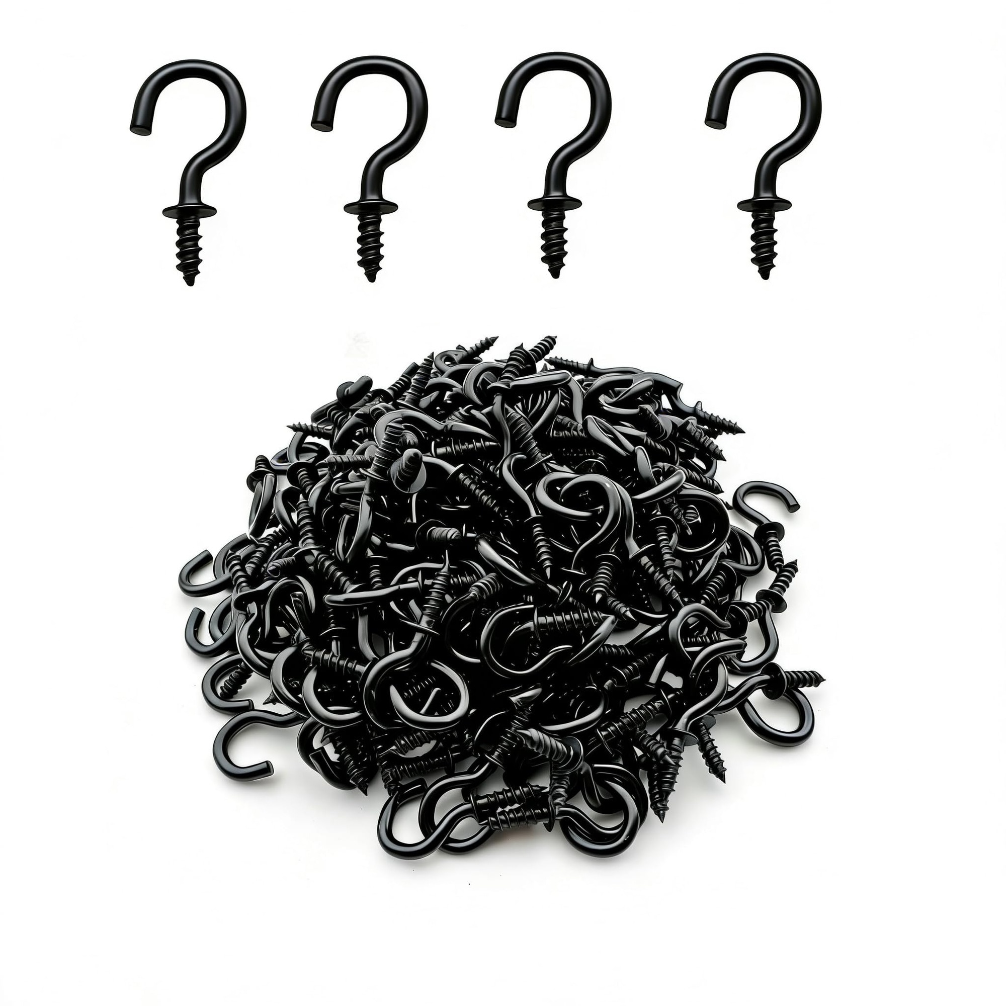 KHKFY  100 Pcs Small Screw Hooks One Half Inch Black Rust Resistant Metal for Ceiling Wall and Wood Hanging durable home and