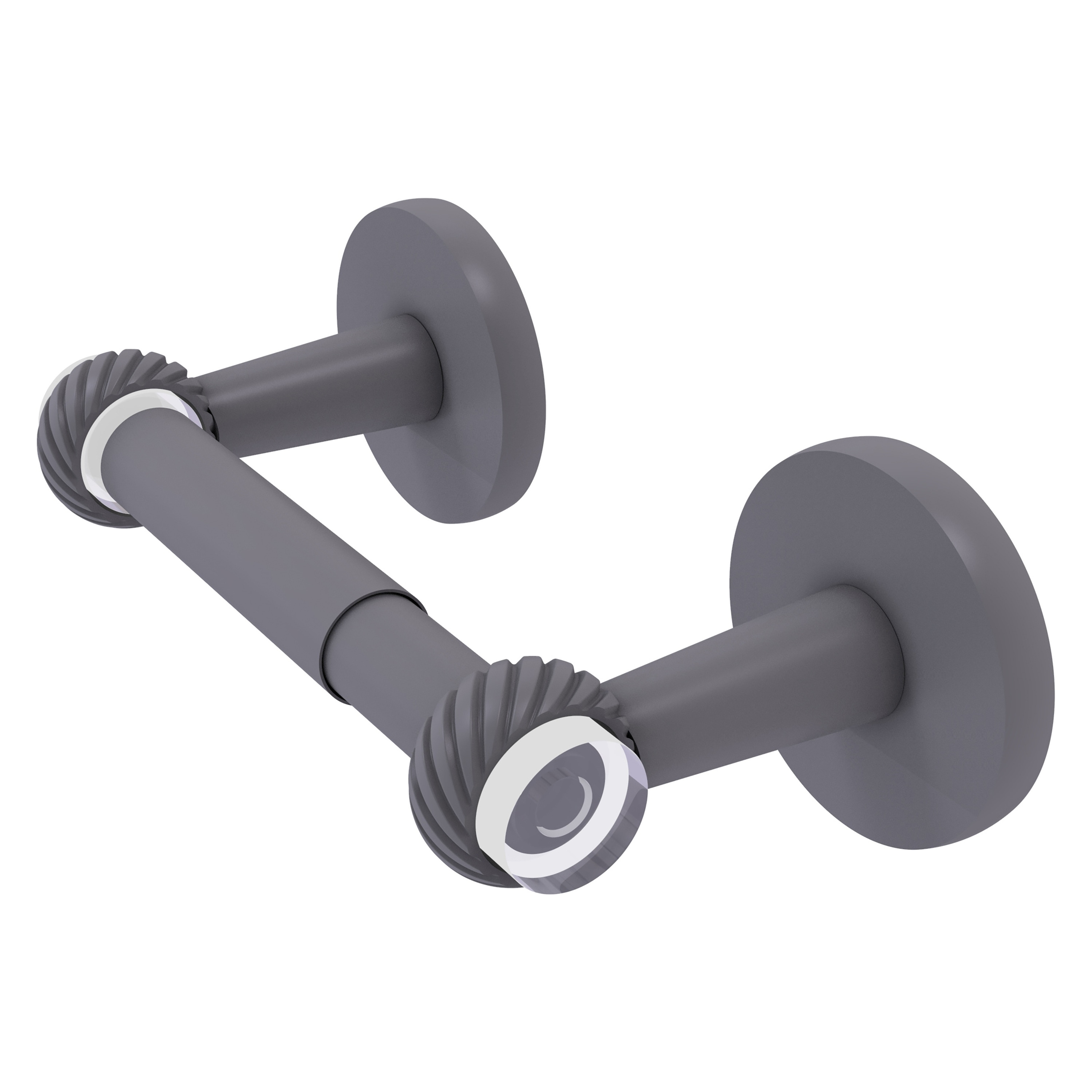 Allied Brass CV-24T-GYM Clearview Matte Gray Wall mount Double post Toilet Paper Holder 1 -Rolls with Storage