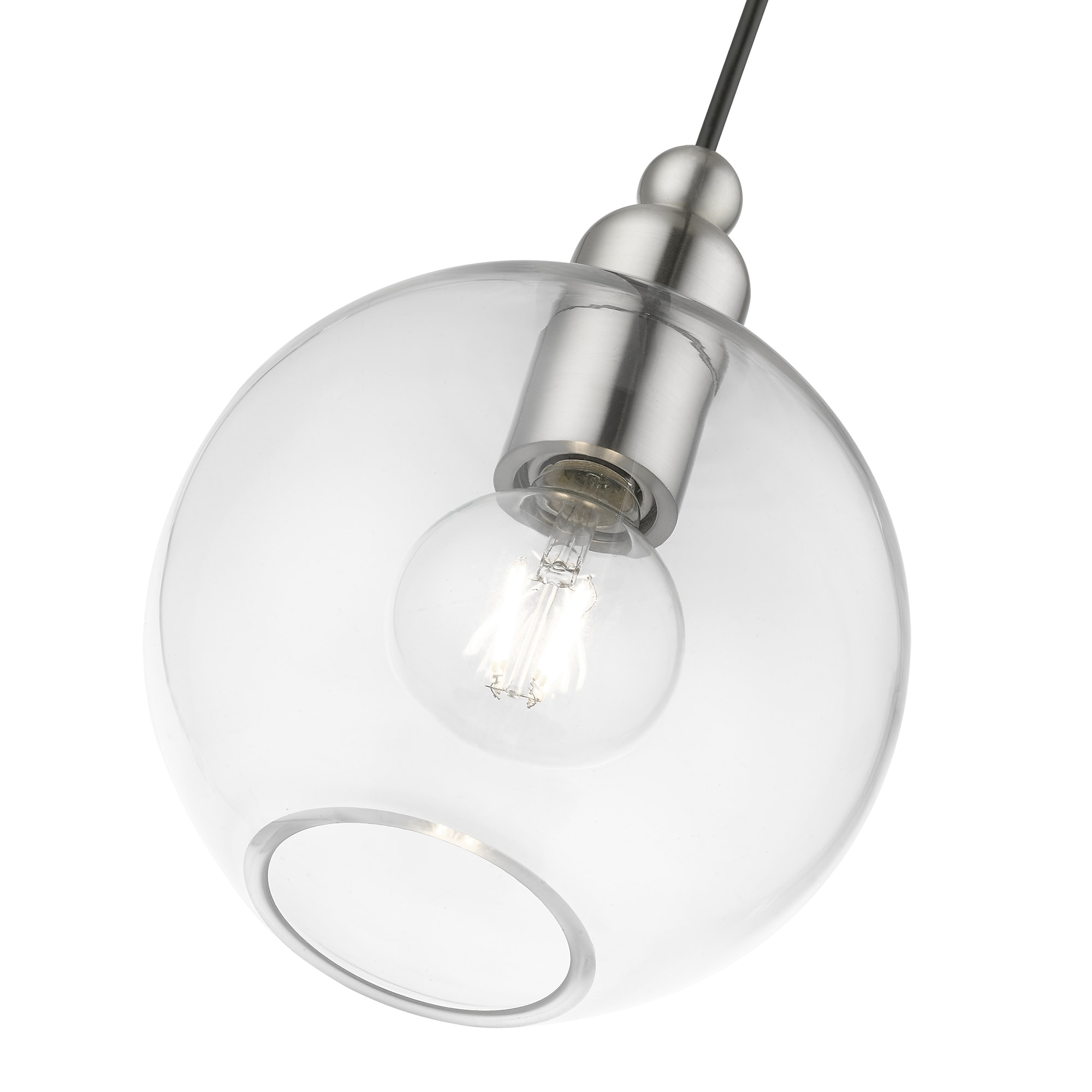 Downtown Elegance Brushed Nickel Globe Pendant with Clear Glass