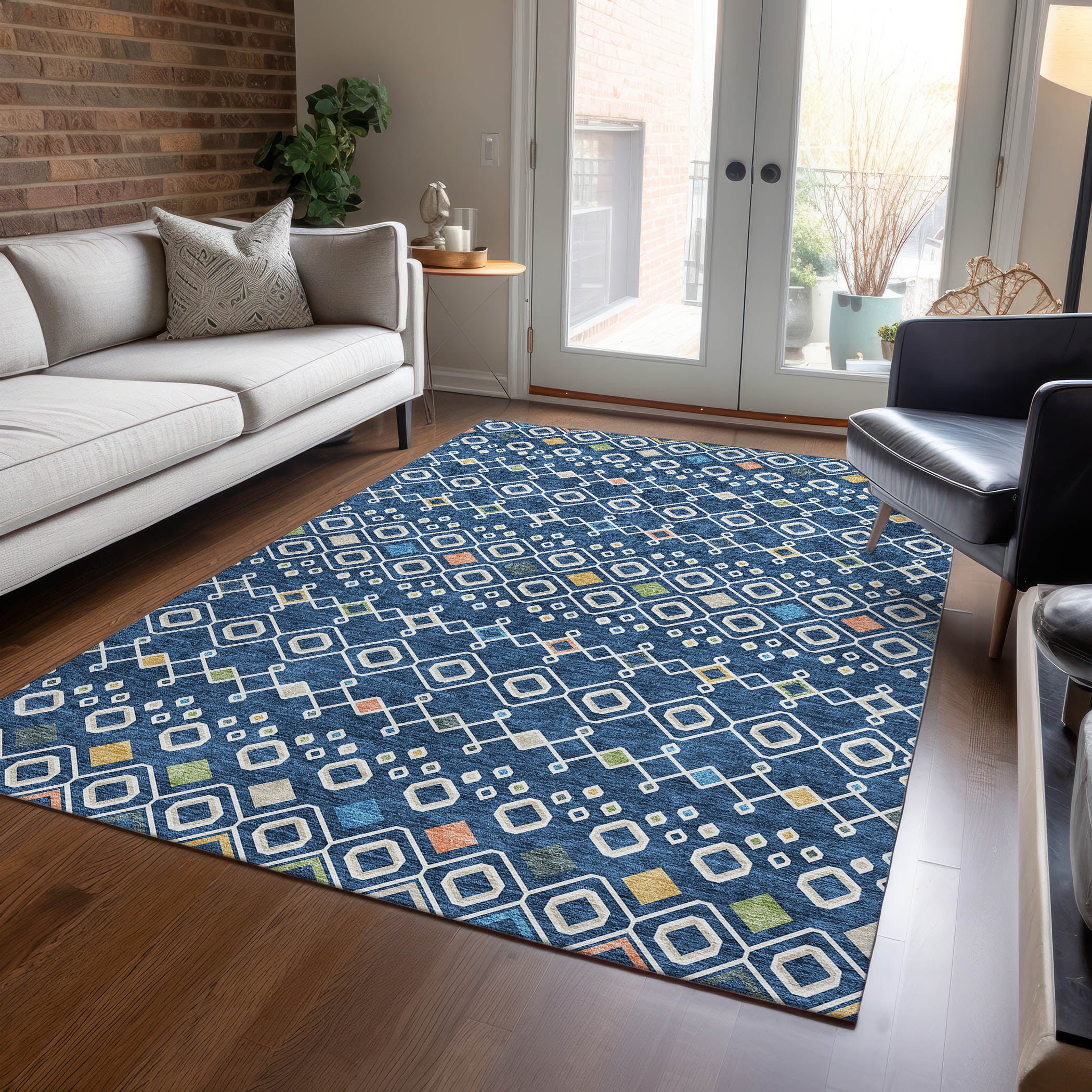 Addison Rugs ACN938NA3X5 Chantille ACN938NA 3 x 5 (ft) Loomed Navy Rectangular Indoor/Outdoor Machine washable Pet Friendly Area rug
