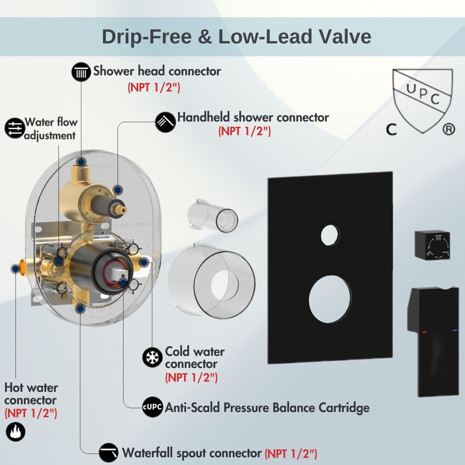 waterpar WPLO-SH429 Showerhead-Bar-Panels - View #9