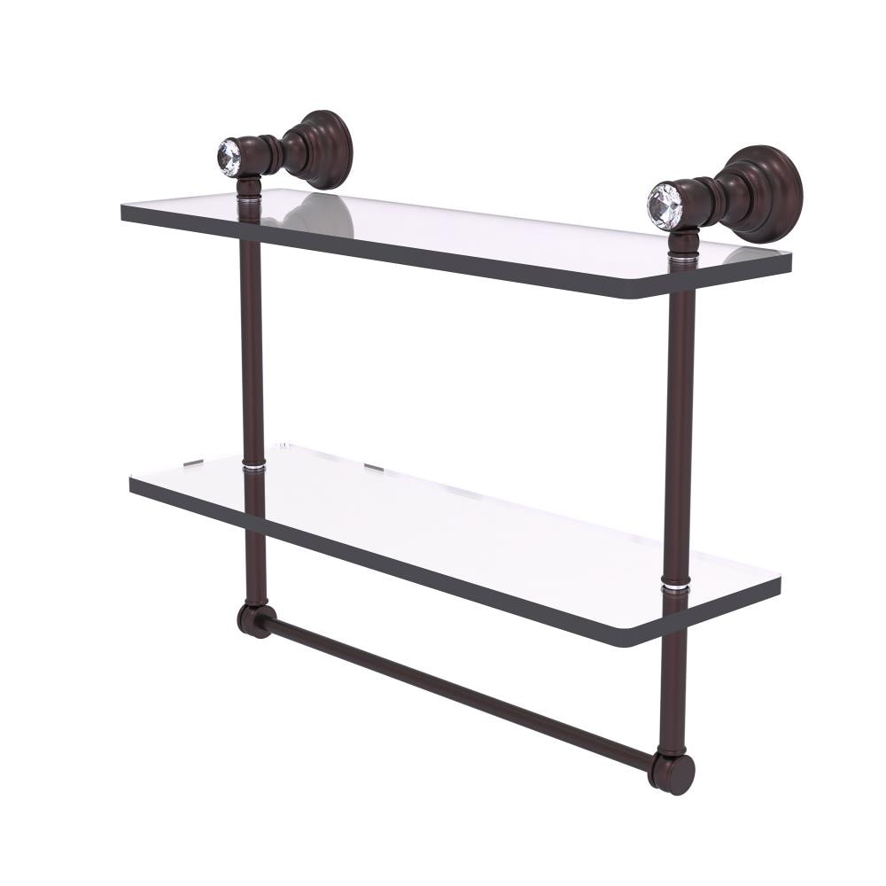 Allied Brass CC-2-TB-16-ABZ Carolina Crystal Antique Bronze 2 -Tier Wall mount Bathroom Shelf ( 16-in x 9.5-in x 5-in )