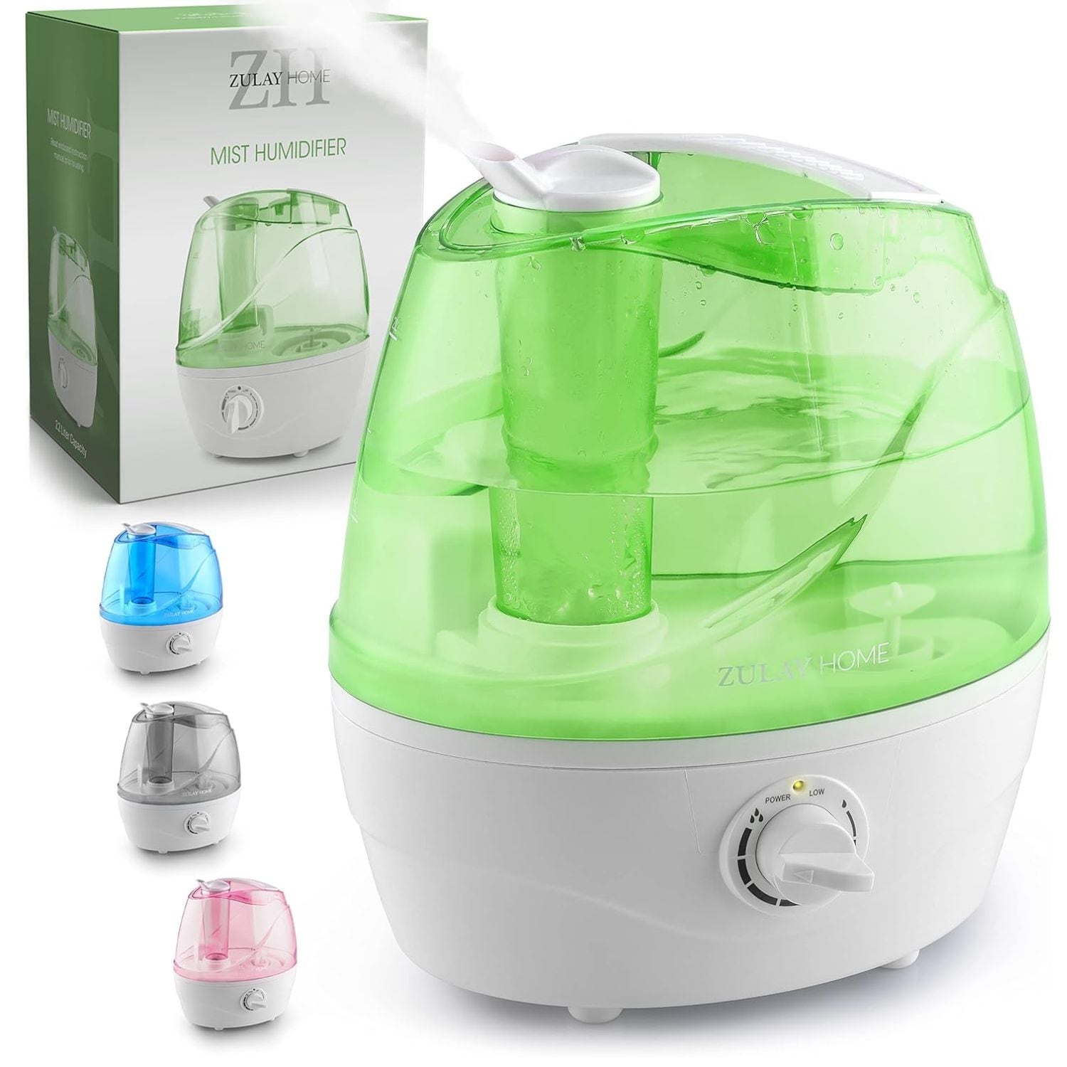 Zulay Kitchen Cool Mist Humidifier 2.2L Water Tank Quiet Ultrasonic Air Humidifier for Bedroom Large Room Auto Shutoff Nursery Kids Room Plants