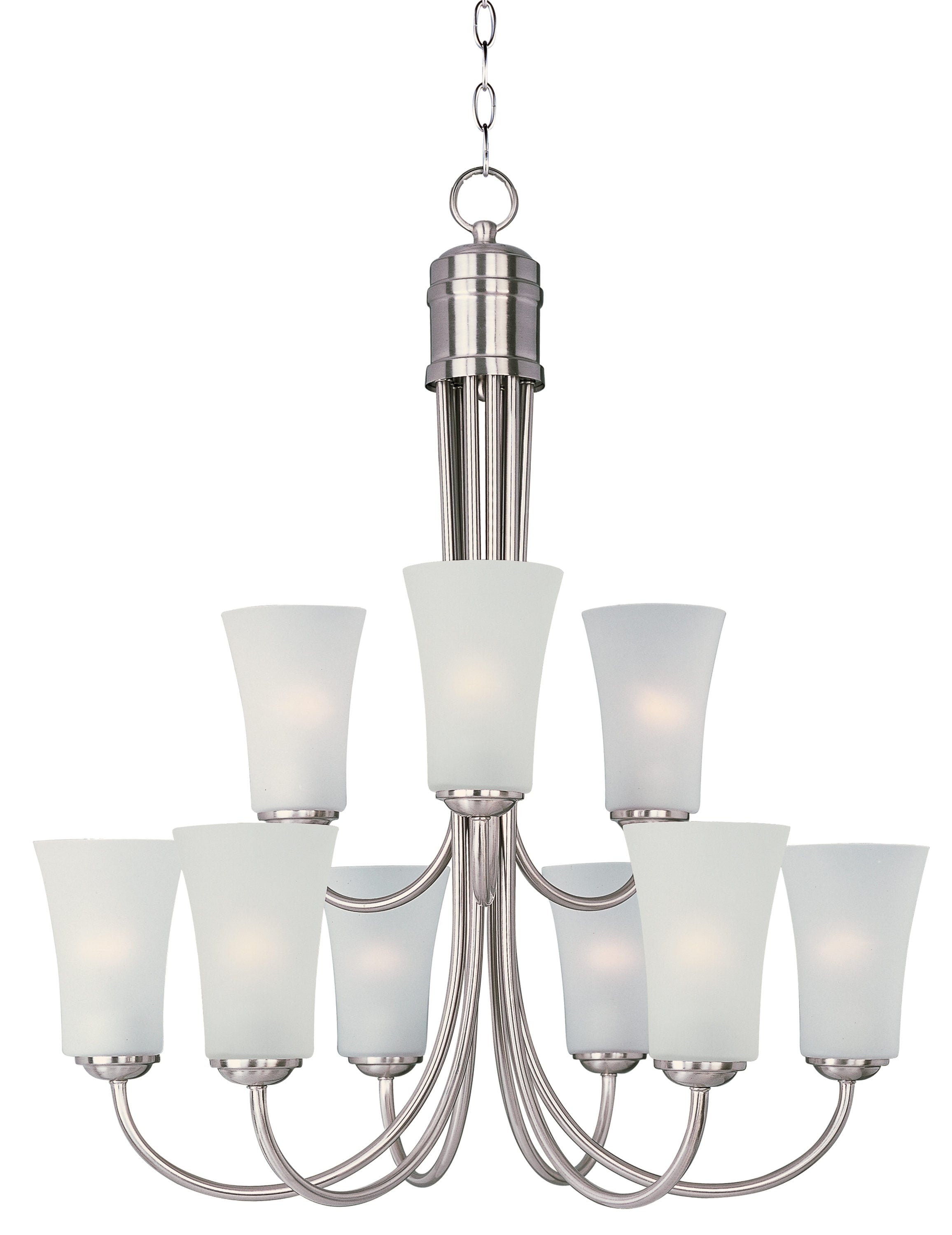 Maxim Lighting 10046FTSN Logan 9 -Light Satin Nickel Modern/contemporary For Use in Bedrooms, Dining Rooms, Foyers, Kitchens, Living Rooms Chandelier