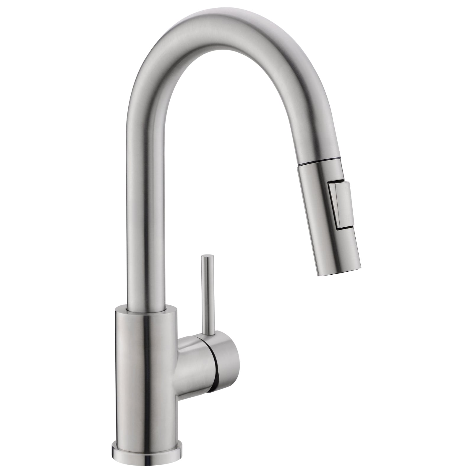 WELLFOR FH76559-N Brushed Nickel Single Handle Deck-mount Pull-down Kitchen Faucet with Sprayer