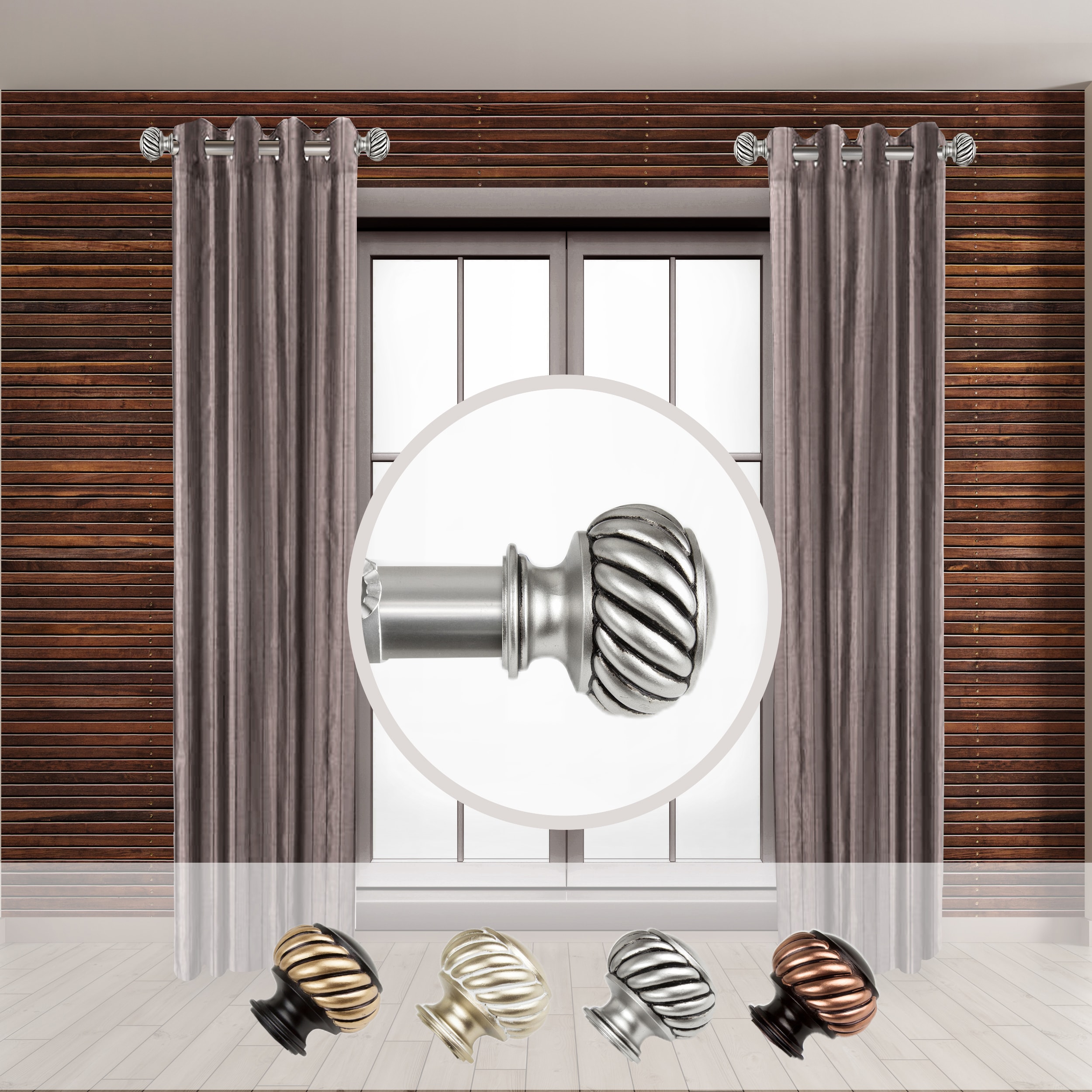 Hart & Harlow LO-SIDE100-46-5 Sandy 1-in 12-in to 20-in Satin Nickel Steel Side curtain rod with Finials