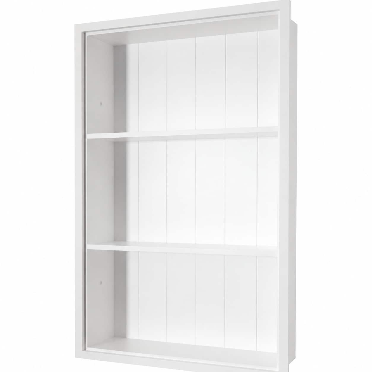 Aoibox 14 in W x 24 in H Recessed Wall Niche with 3 Shelves White Solid Wood Construction for Bathroom #LABVBRKG