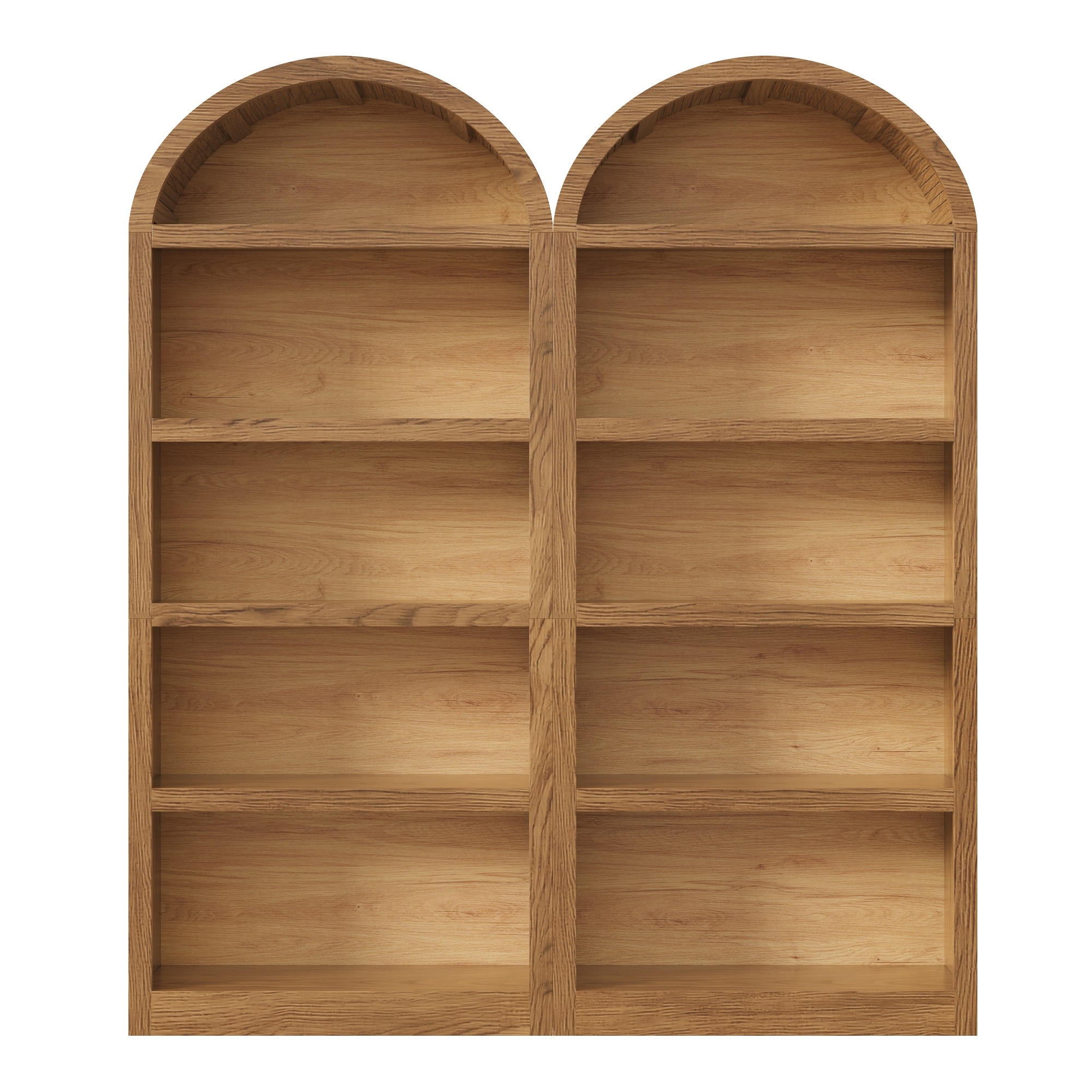 Homy Casa 68.8 in Tall Arched Bookcase Set of 2 5 Tier Bookshelf with Open Display Shelves Freestanding Storage Brown