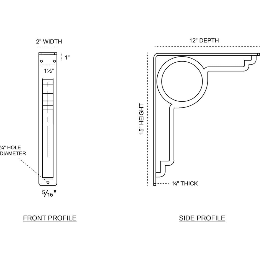 Ekena Millwork Maria 12-in x 2-in x 15-in Gray Wrought Iron Countertop Support Bracket BKTM02X12X15TMAAPW Sansujyuku sansujyuku.com