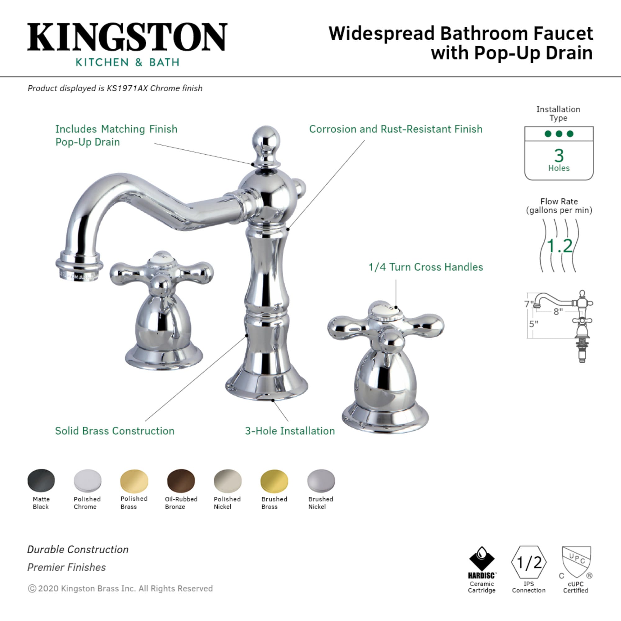 Kingston Brass WLKS1972AX Lavatory-Faucets - View #2