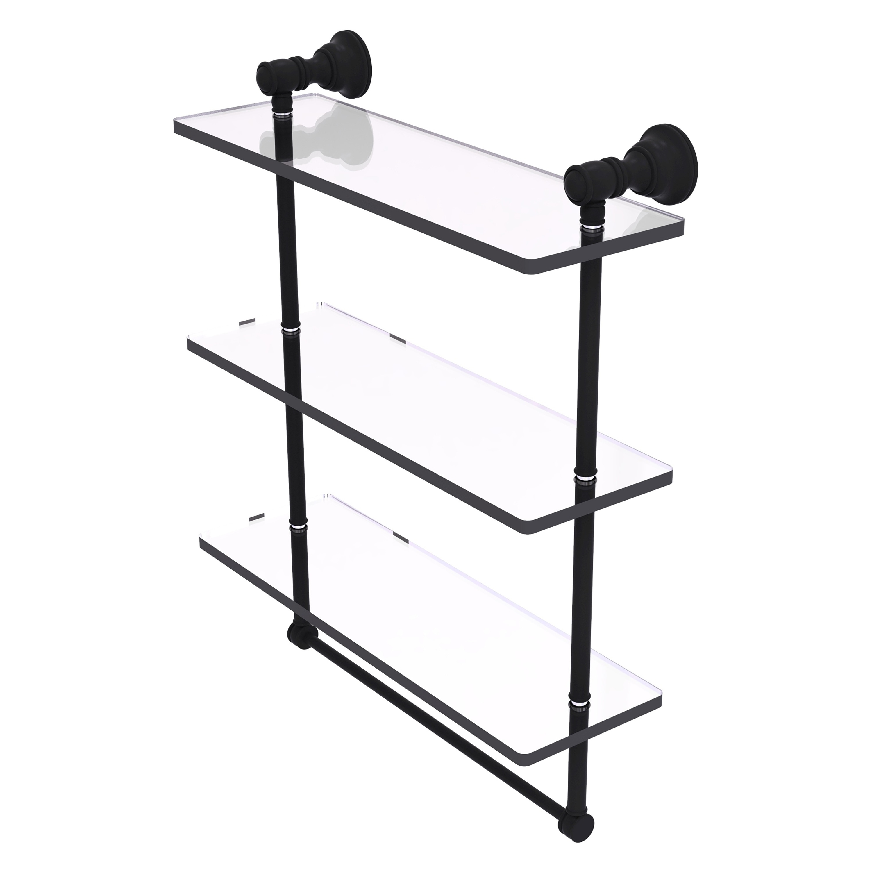 Allied Brass CL-5-16TB-BKM Carolina Matte Black 3 -Tier Wall mount Corner Bathroom Shelf ( 16-in x 19.7-in x 5-in )