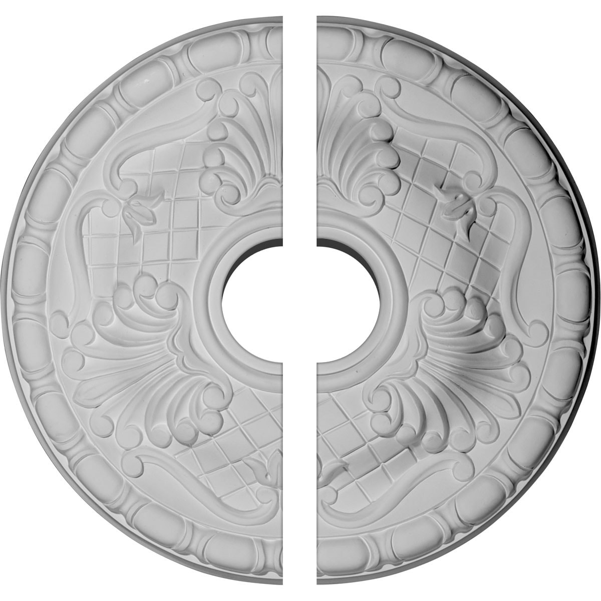Ekena Millwork CM16AM2-03500 Amelia 15.75-in W x 15.75-in L Architectural White Polyurethane Split Ceiling Medallion
