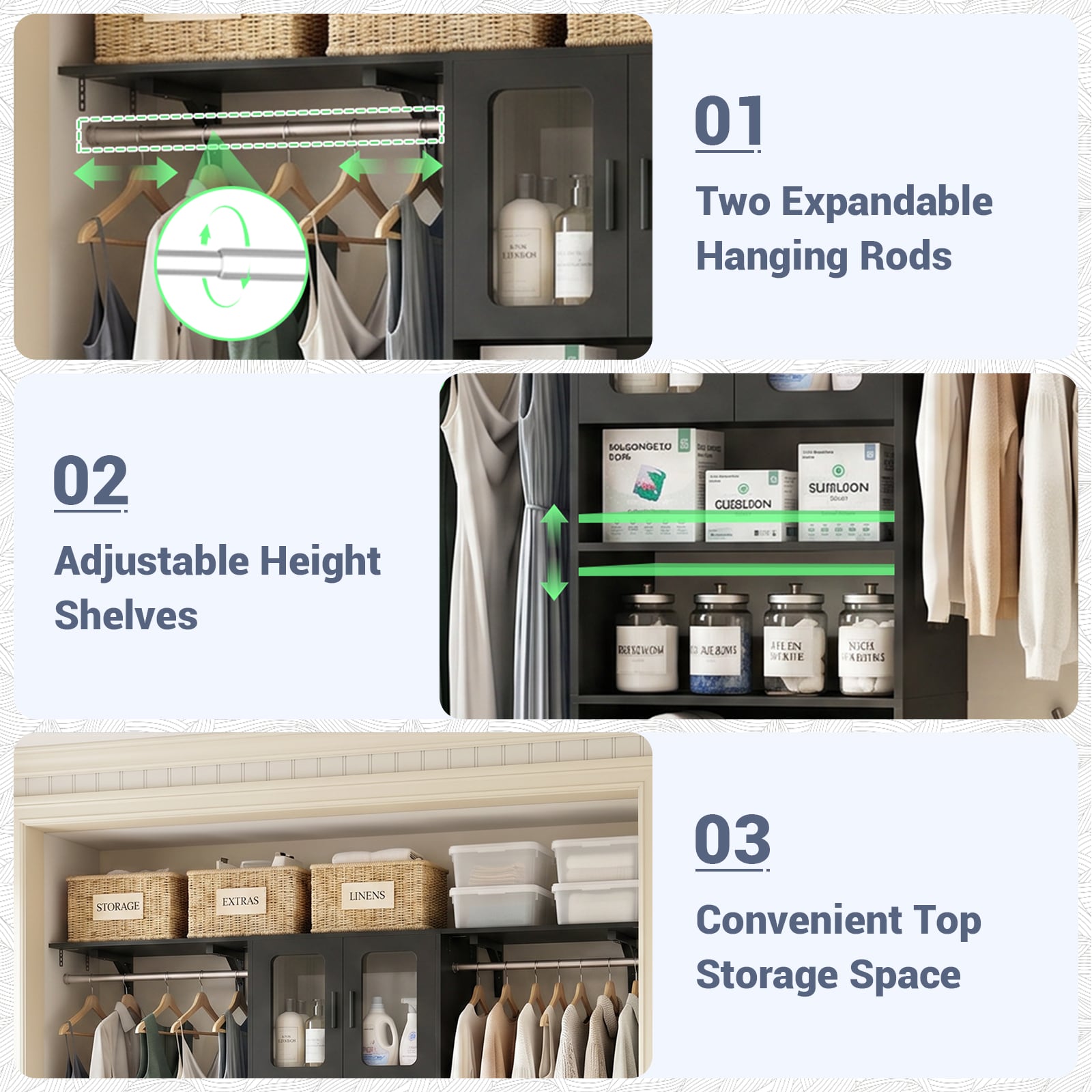 Aheaplus HLOD2S-B Wood-Closet-Kits - View #4