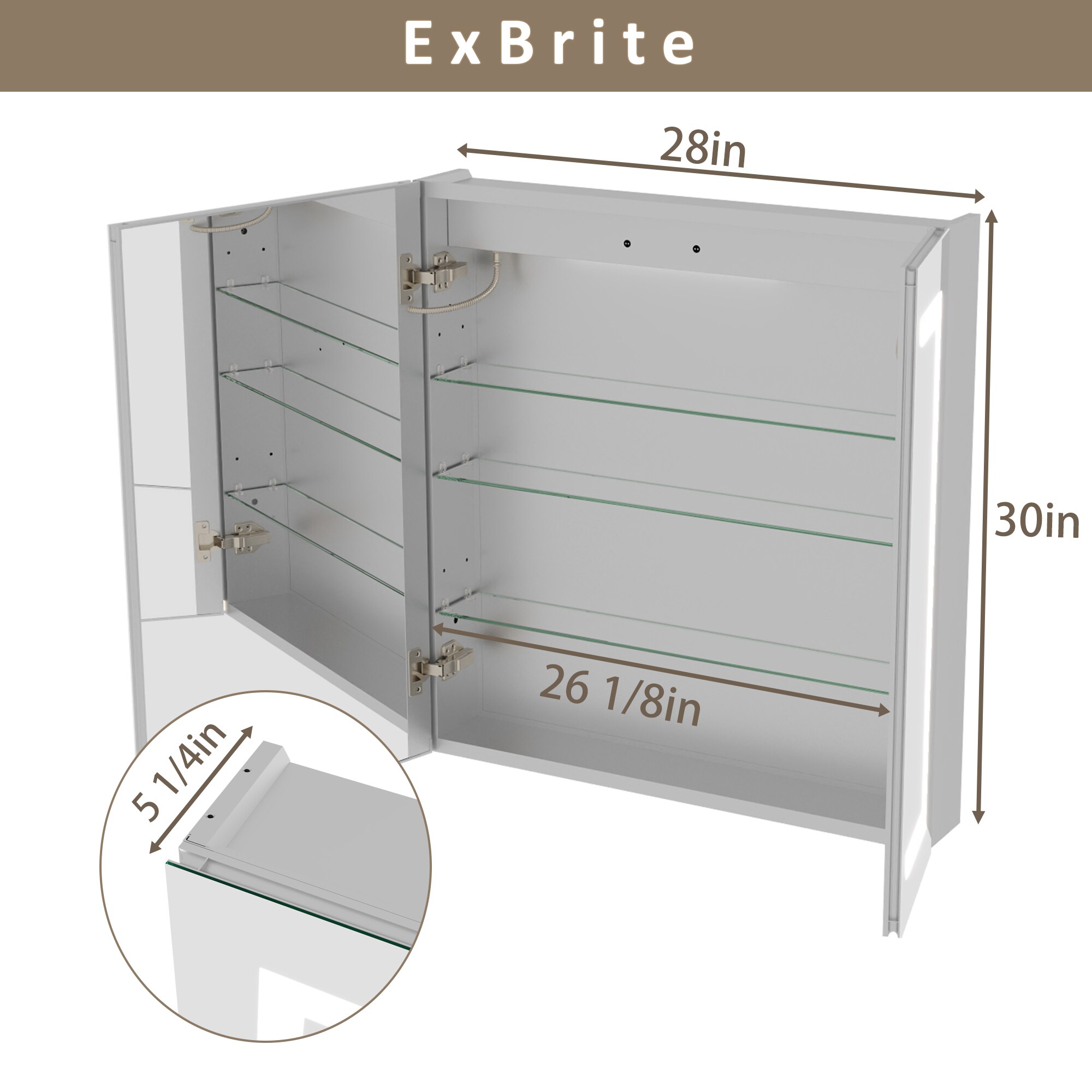 ExBrite EBMC2830V3DX Bathroom-Medicine-Cabinets - View #2