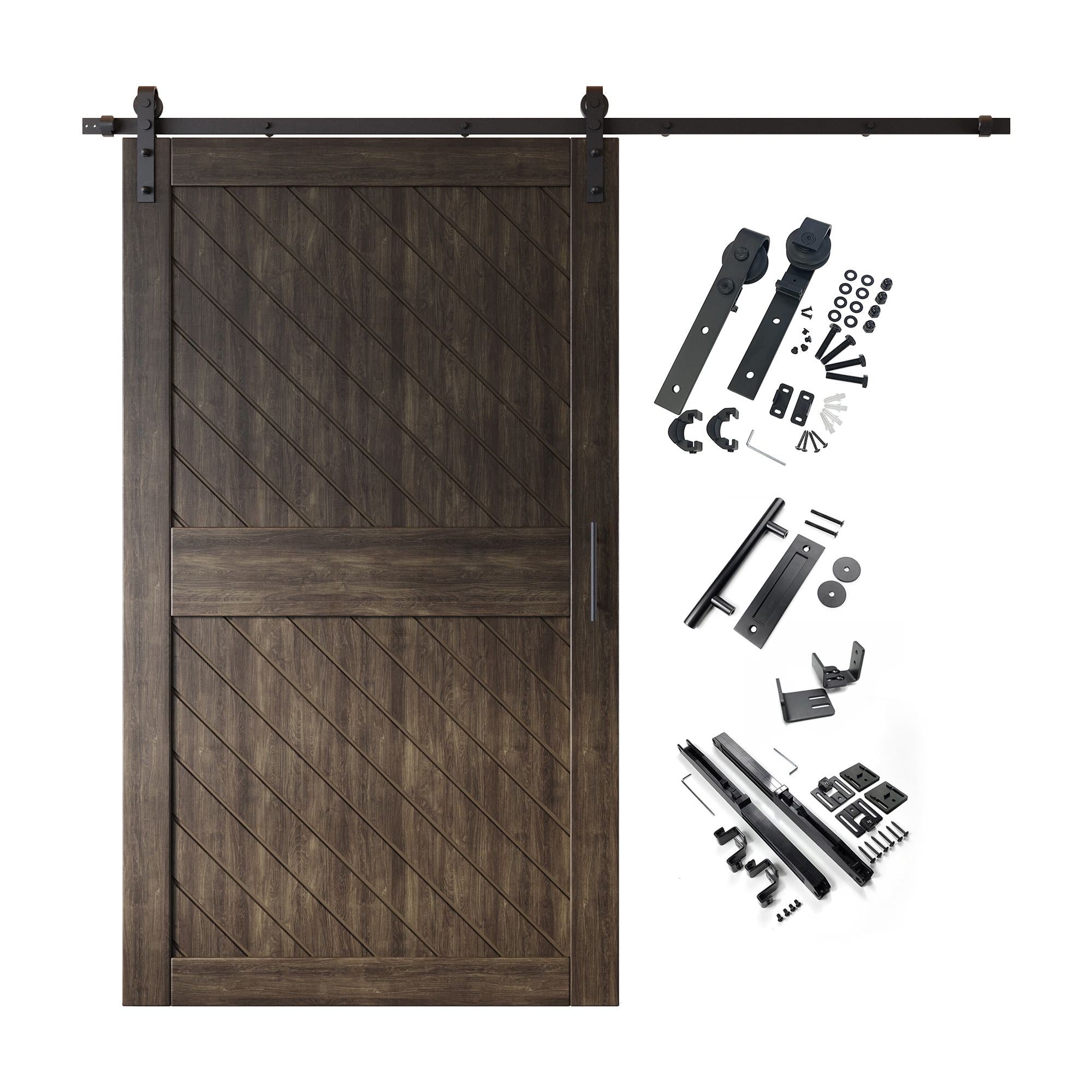 HOMACER YT1H108C-XT2-5084-EB 50-in x 84-in Ebony Prefinished Non-standard Pine Wood Solid core Single Barn Door (Hardware Included)