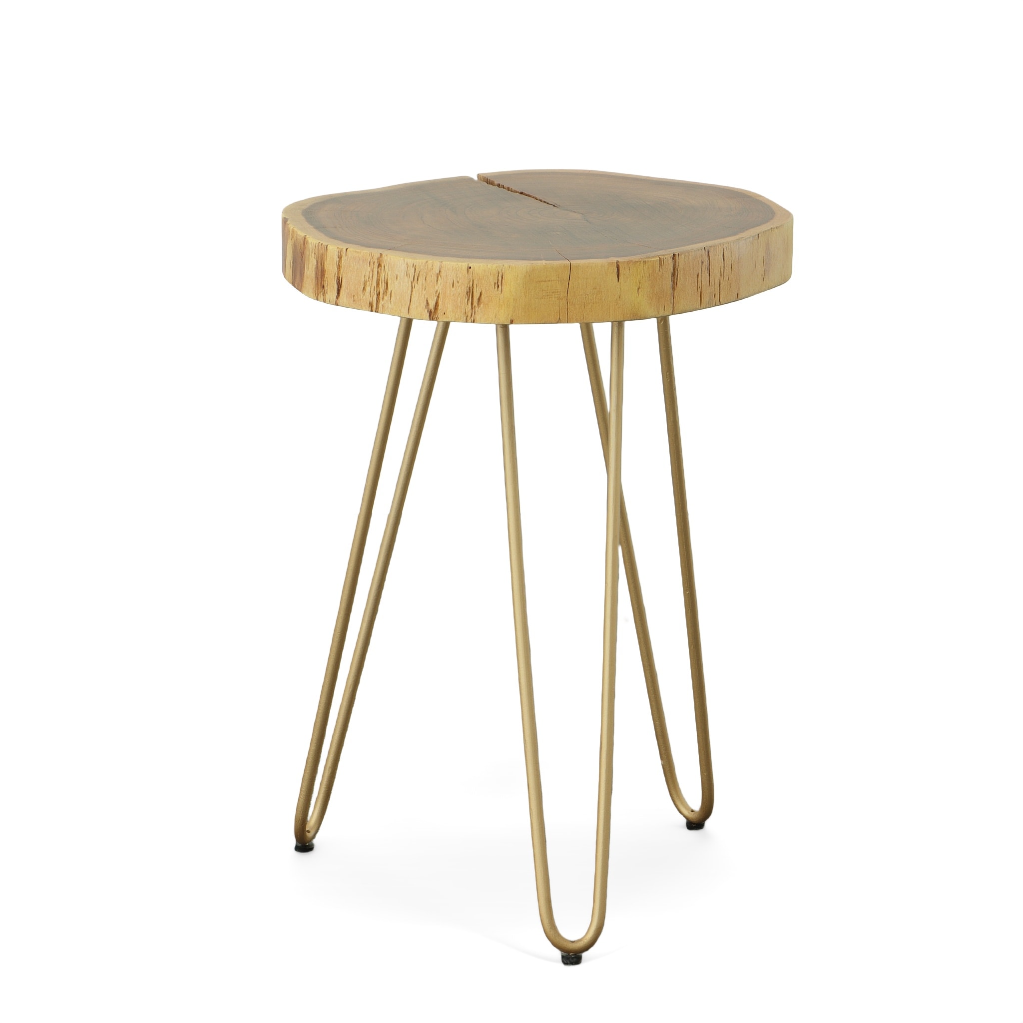 Carolina Cottage LE2226-GLD Seti 22-Inches W x 26-Inches H Gold Wood Live Edge Rustic End Table Assembly Required