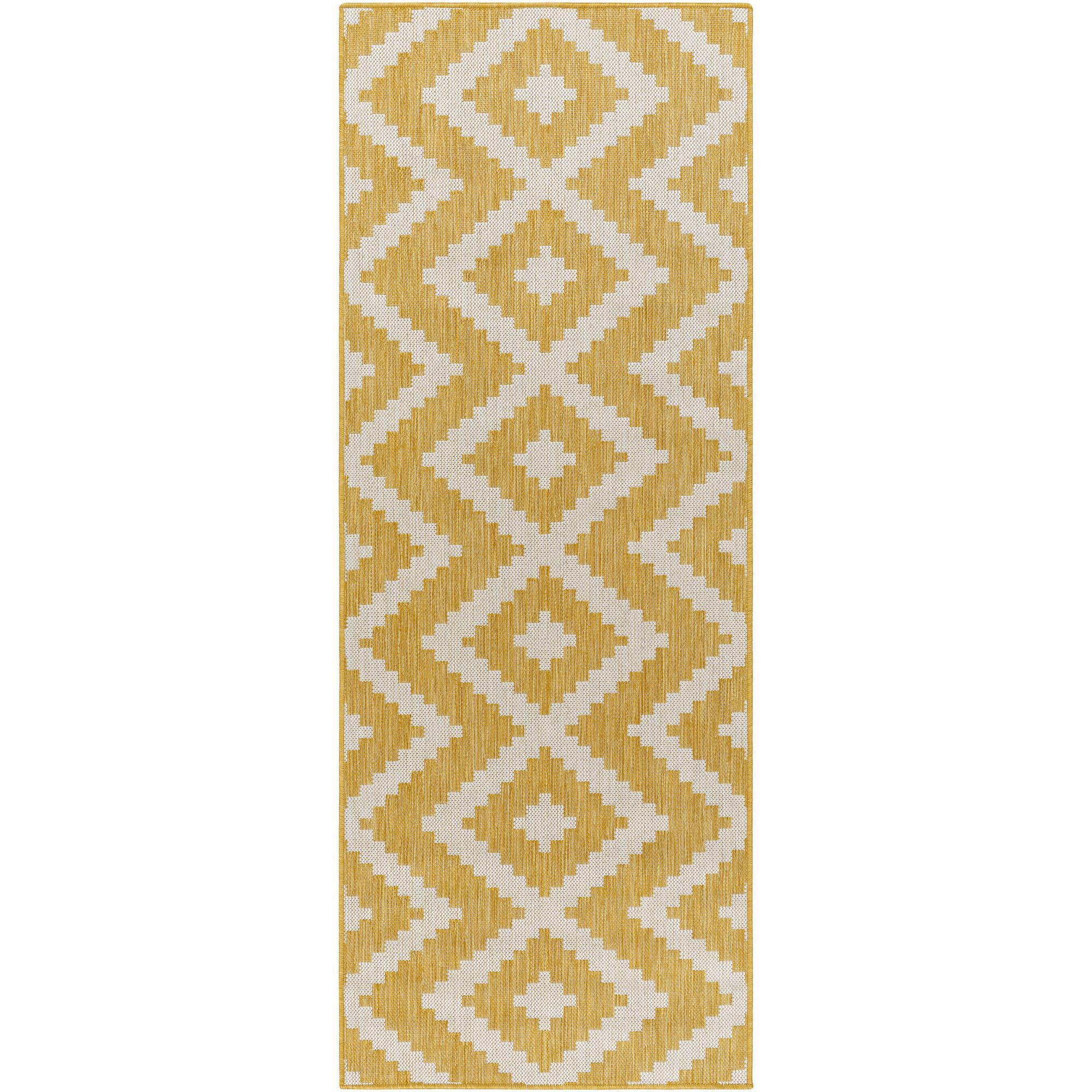 Livabliss LBH2316-2773 Long Beach 3 x 8 (ft) Polypropylene Yellow Rectangular Indoor/Outdoor Chevron Global Runner rug
