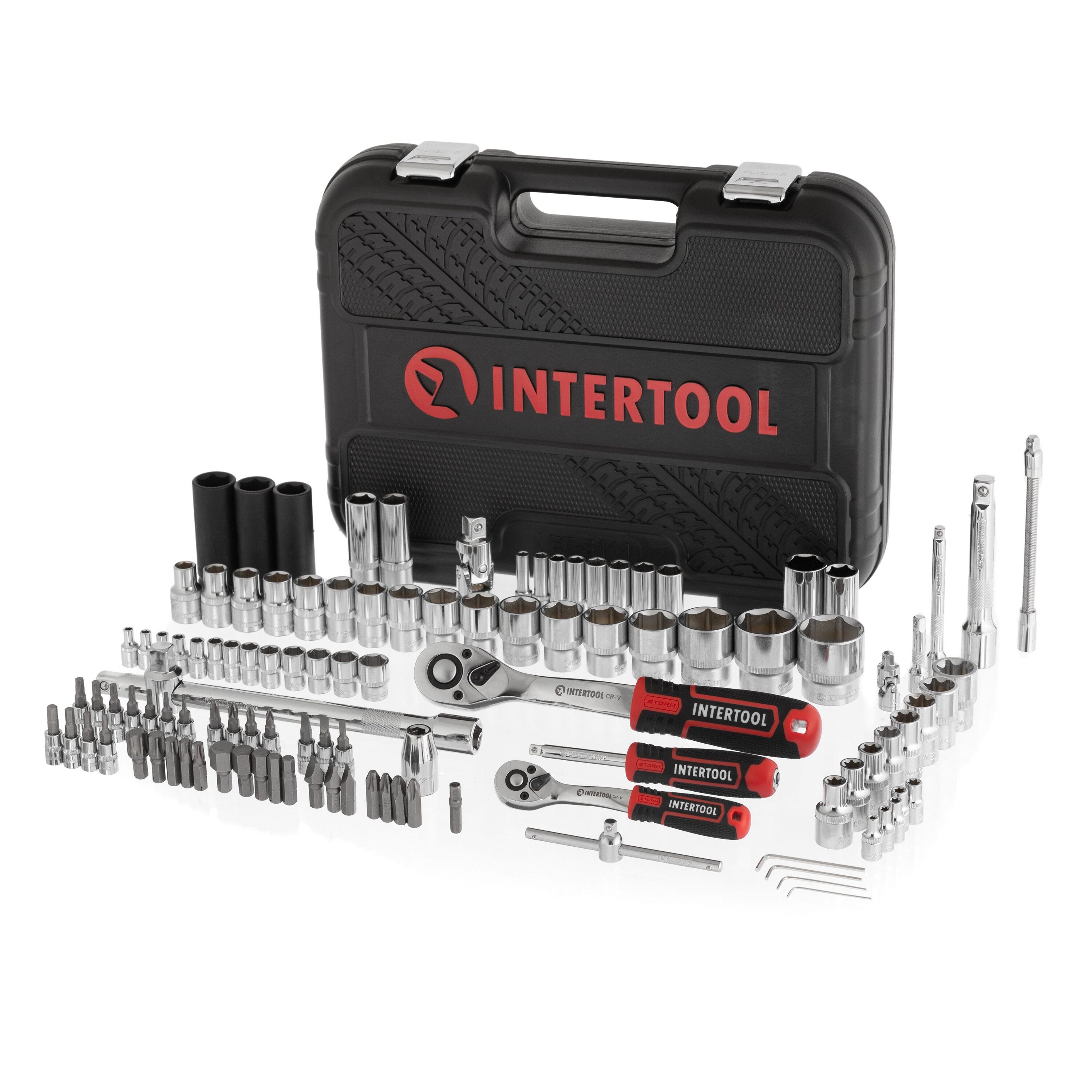 INTERTOOL 111-Piece Metric Chrome Mechanics Tool Set with Hard Case ...