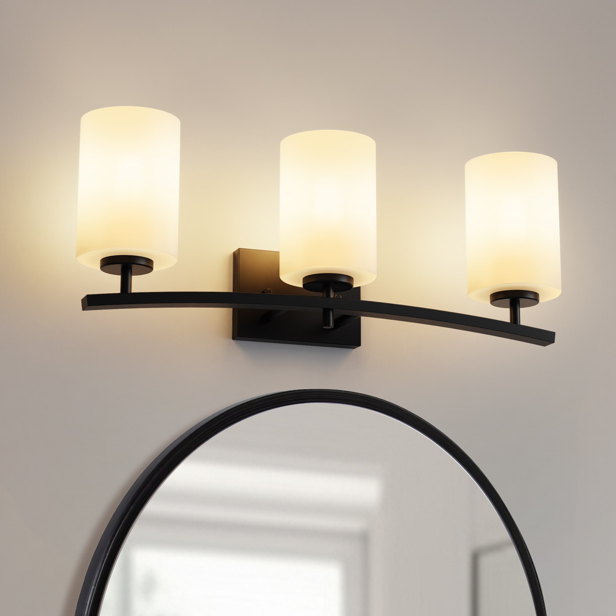 YANSUN LA-ZD-JQ23101CBL-11 23.6-in 3 -Light Matte Black Industrial Vanity light