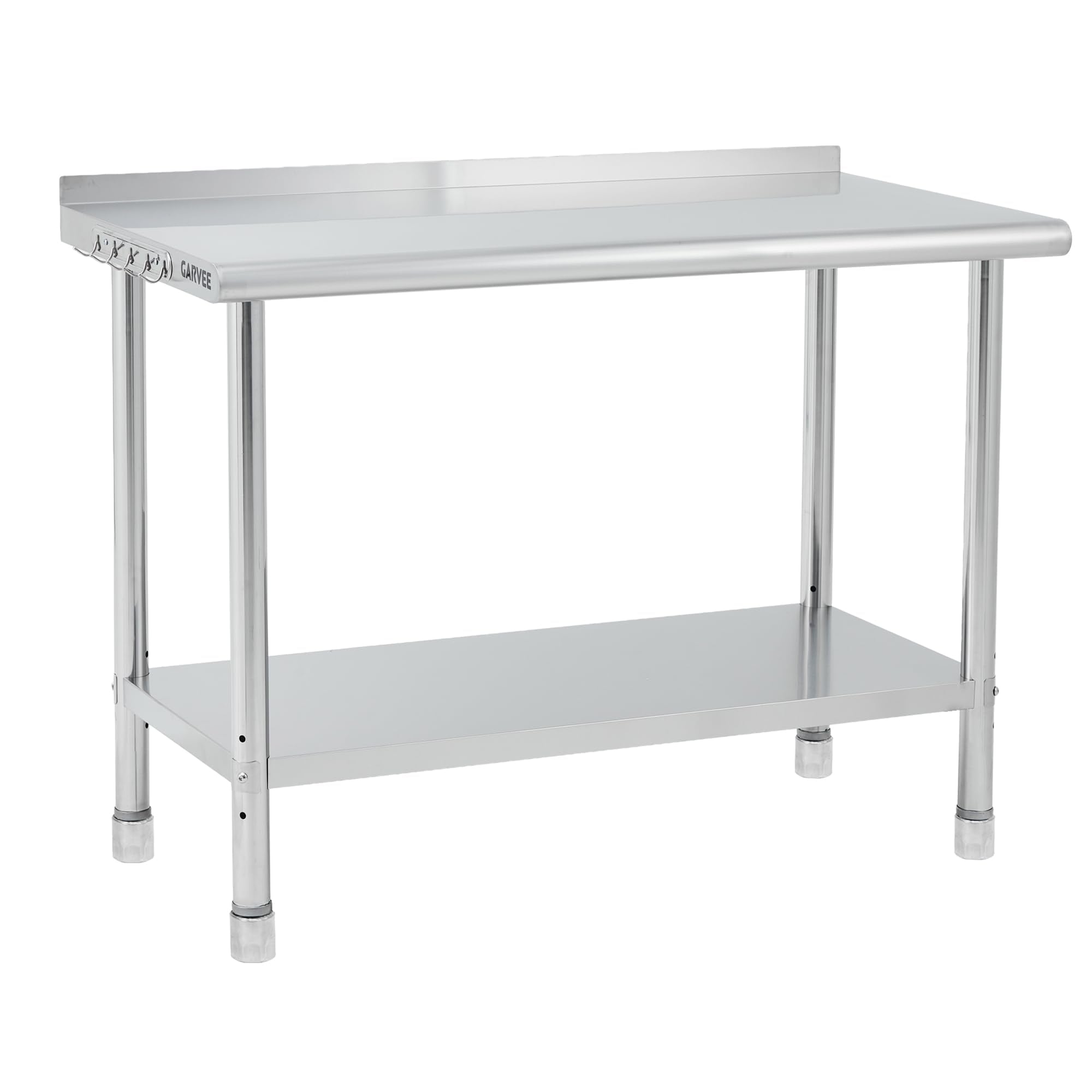 Garvee 30 x 24 x 35 Inch 201 Stainless Steel Commercial Prep Table With Backsplash Adjustable Undershelf and Leveling Feet #MCX45
