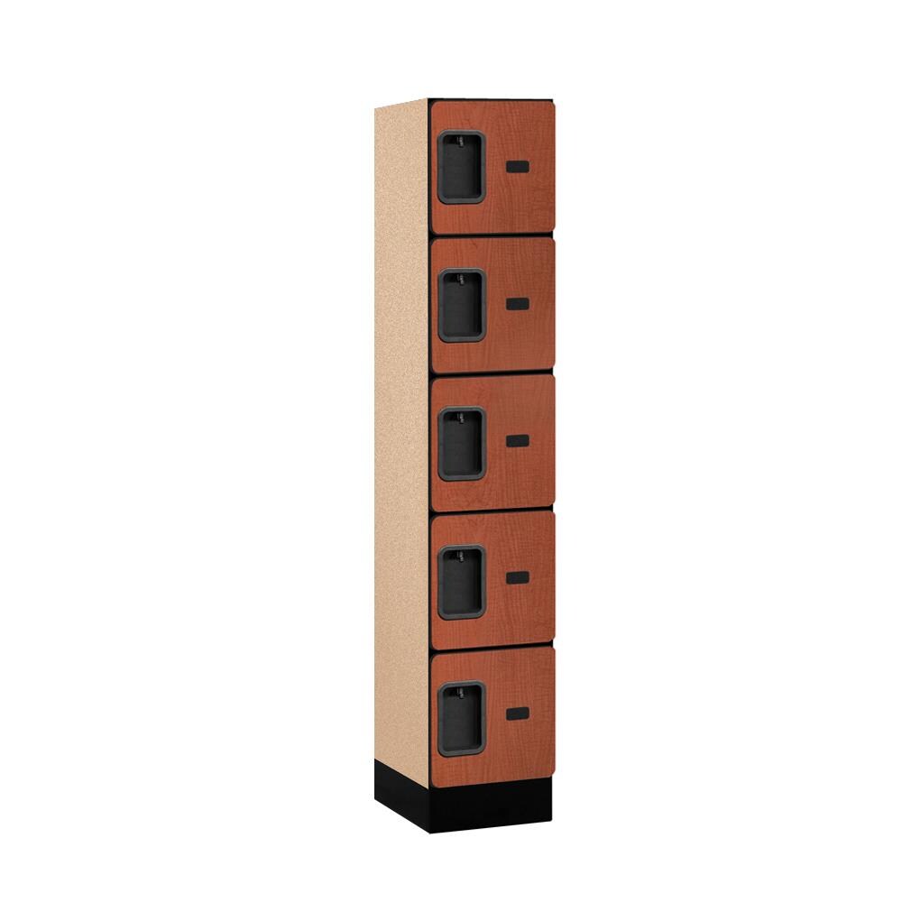 SALSBURY INDUSTRIES 35155CHE 12 -in Wide Five Tier Box Style Designer Wood Locker- 1 Wide- 5 -ft High- 15 -in Deep- Cherry