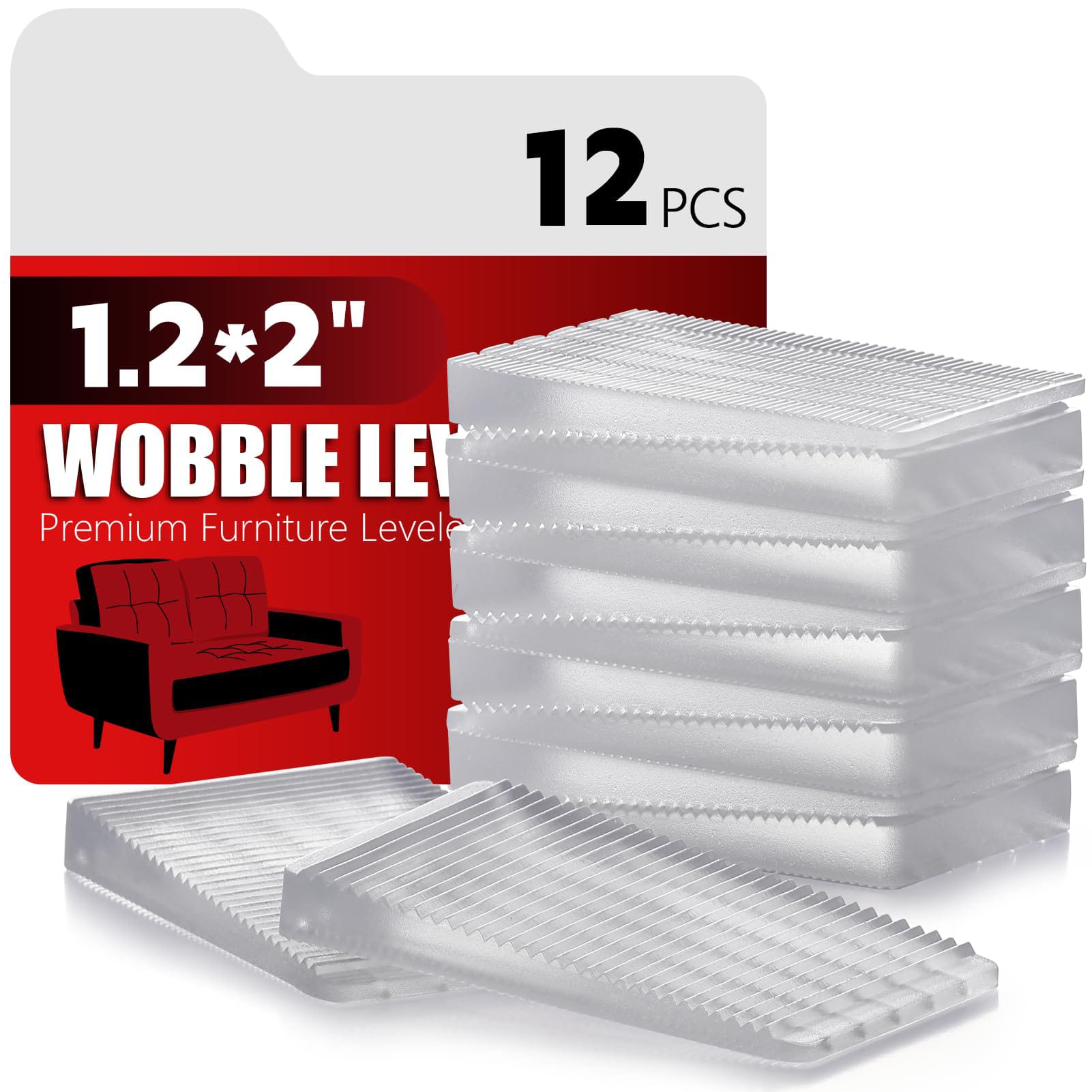 Aoibox  Flexible Plastic Shims 12pcs Kit Clear Stackable Leveling Wedges for Furniture Legs Tables Toilets Appliances Trim to Fit Non Slip