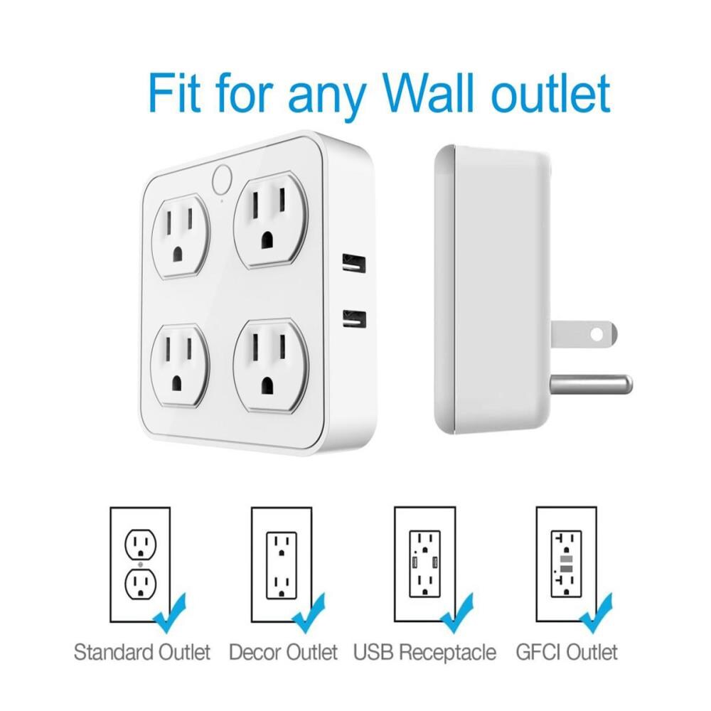 Wireless Wall Tap Smart Plug (4 Outlets,4 USB Ports) - WTP110 – SONICGRACE