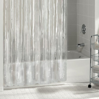 Eva Peva Clear Solid Shower Liner, Magnets To Hold Shower Curtain In Place