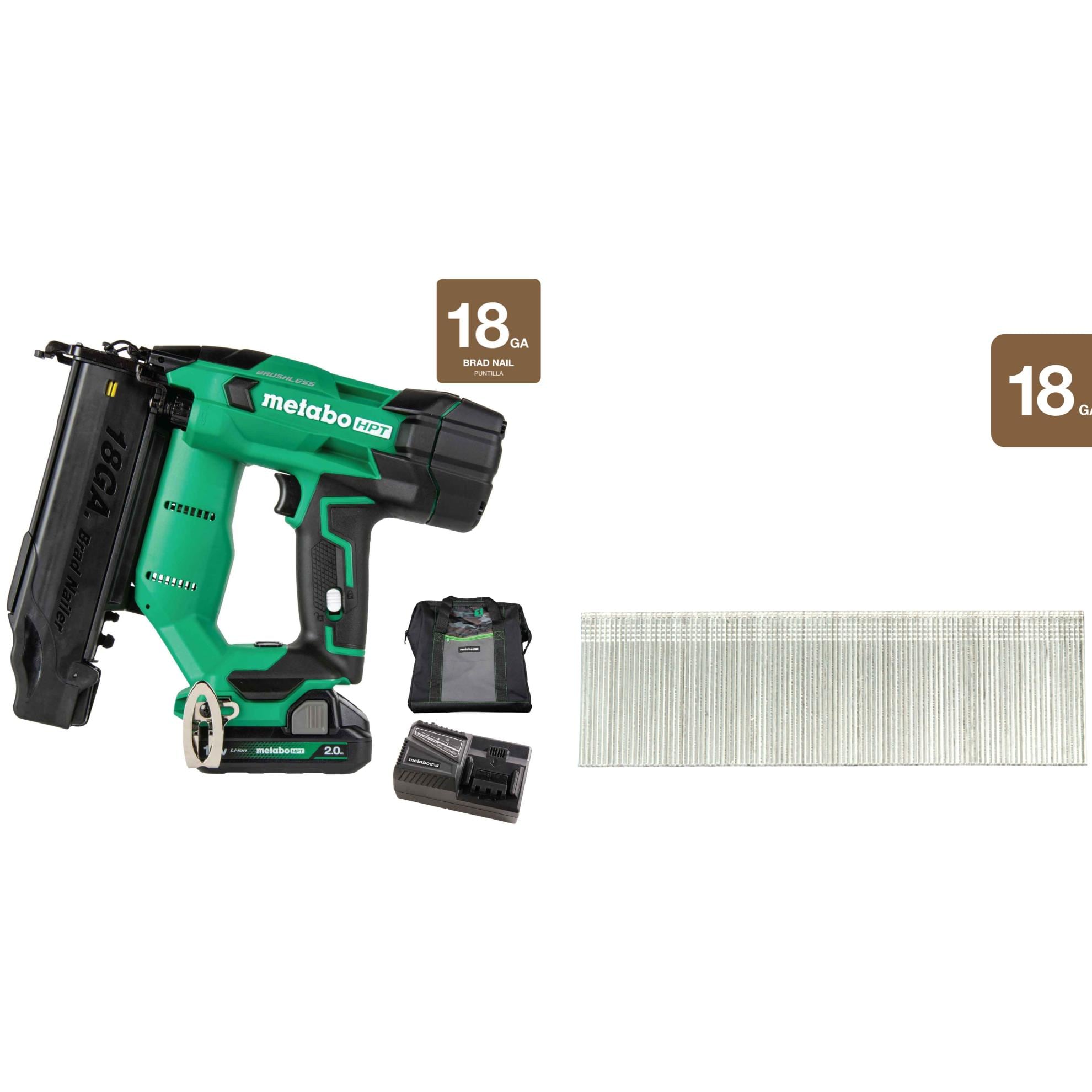 18V MultiVolt™ Brushless 18-Gauge Compact Brad Nailer + Brad Nails