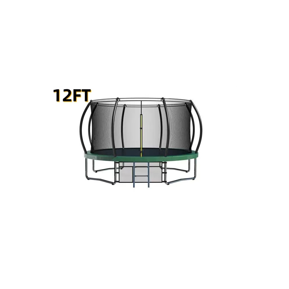 Kahomvis MERS-QPW1-148 Trampolines 12-ft Round Backyard in Black