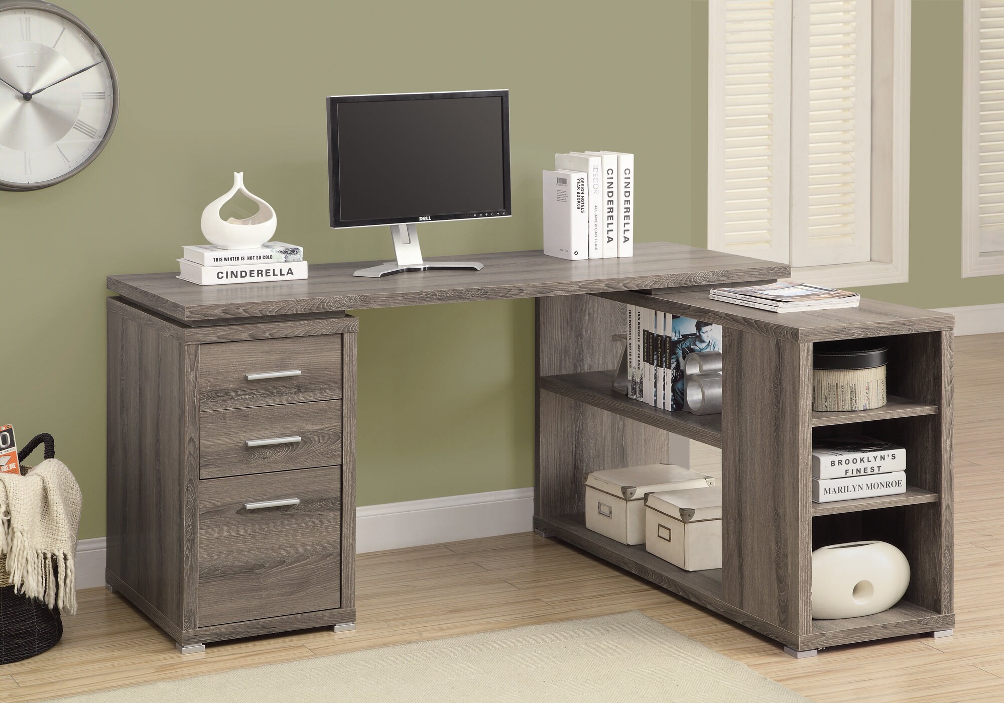 Monarch Specialties L-Shaped Computer Desk Brown